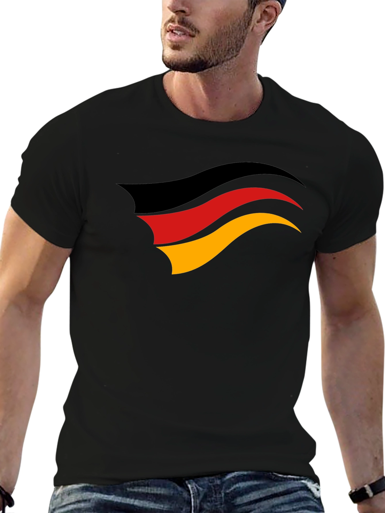 Germany Flag Graphic Tee - Black Cotton T-Shirt