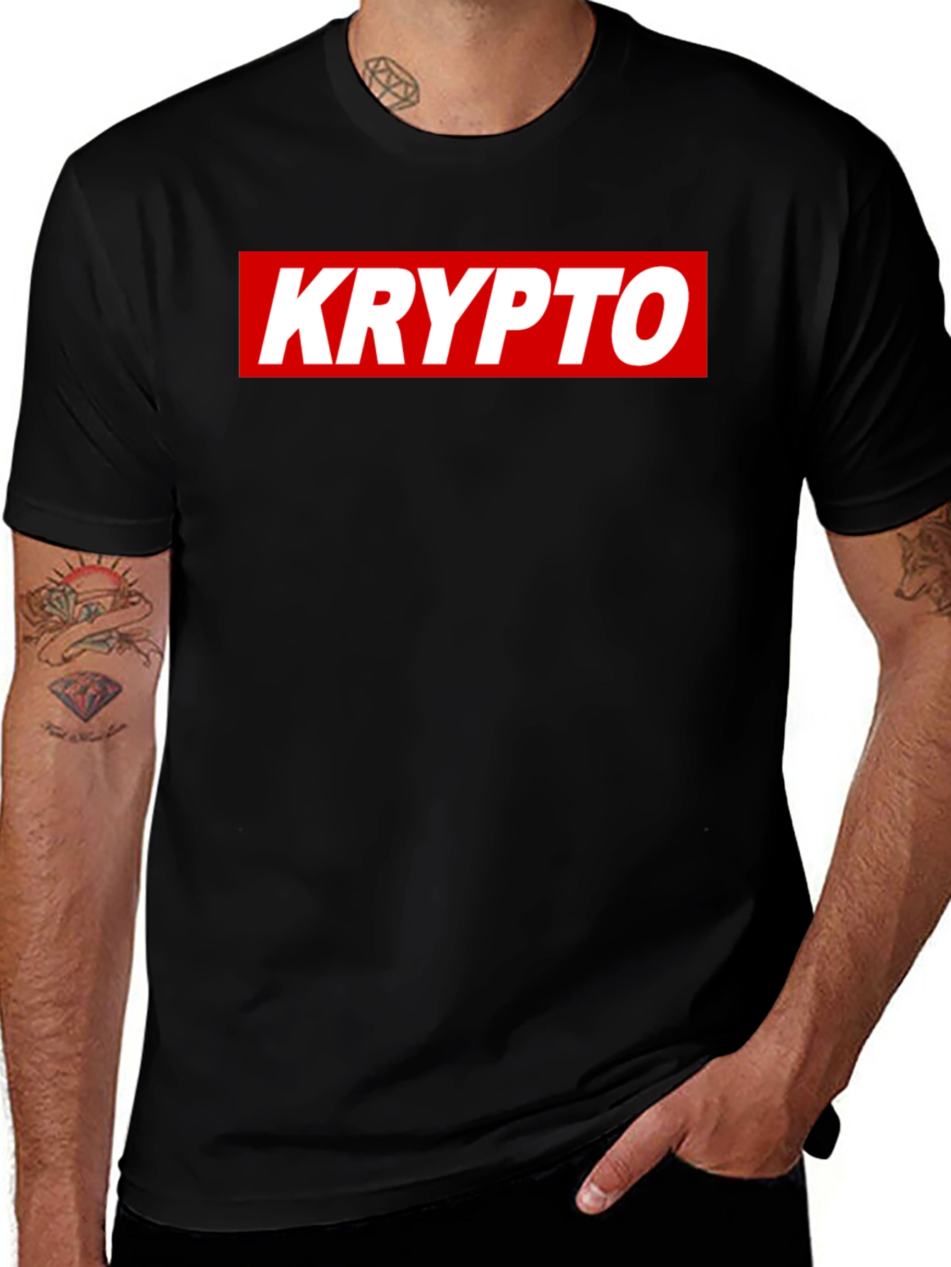 KRYPTO Graphic Tee - Stylish Black Cotton Blend T-Shirt