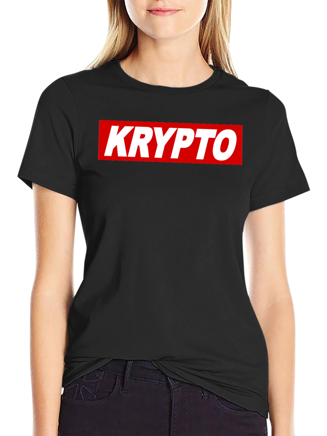 KRYPTO Graphic Tee - Stylish Black Cotton Blend T-Shirt