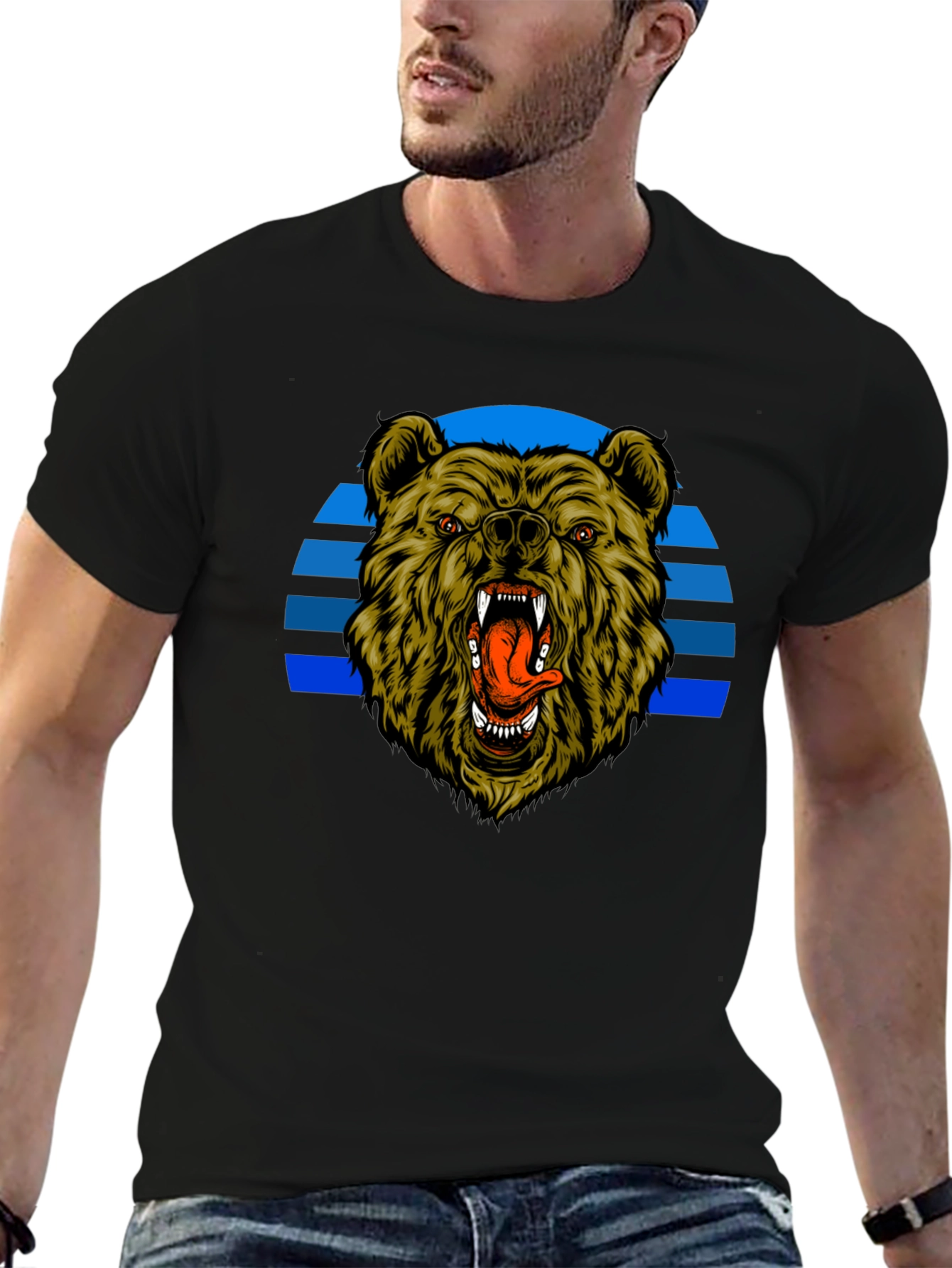 Grizzly Bear Graphic Black T-Shirt