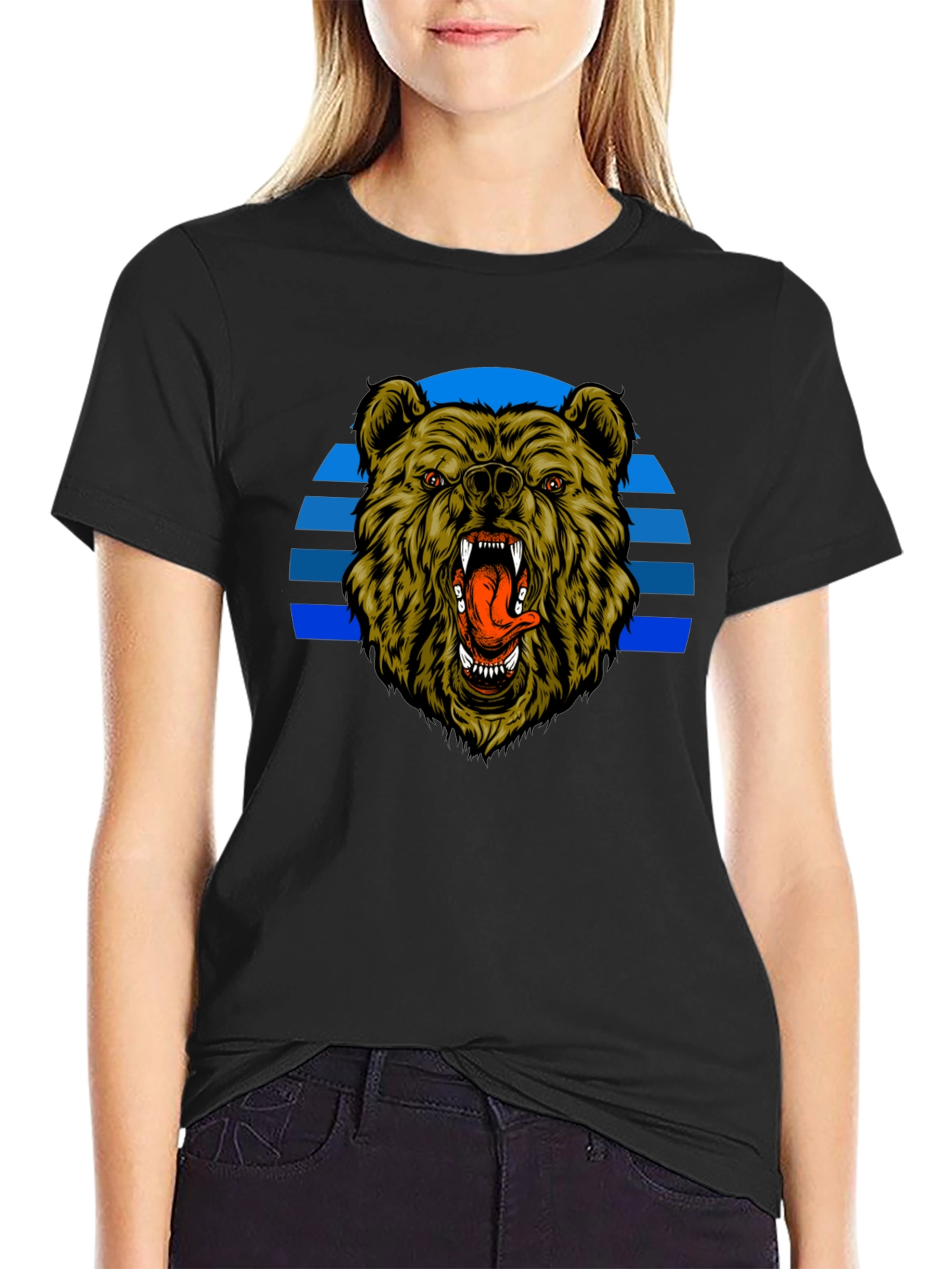 Grizzly Bear Graphic Black T-Shirt