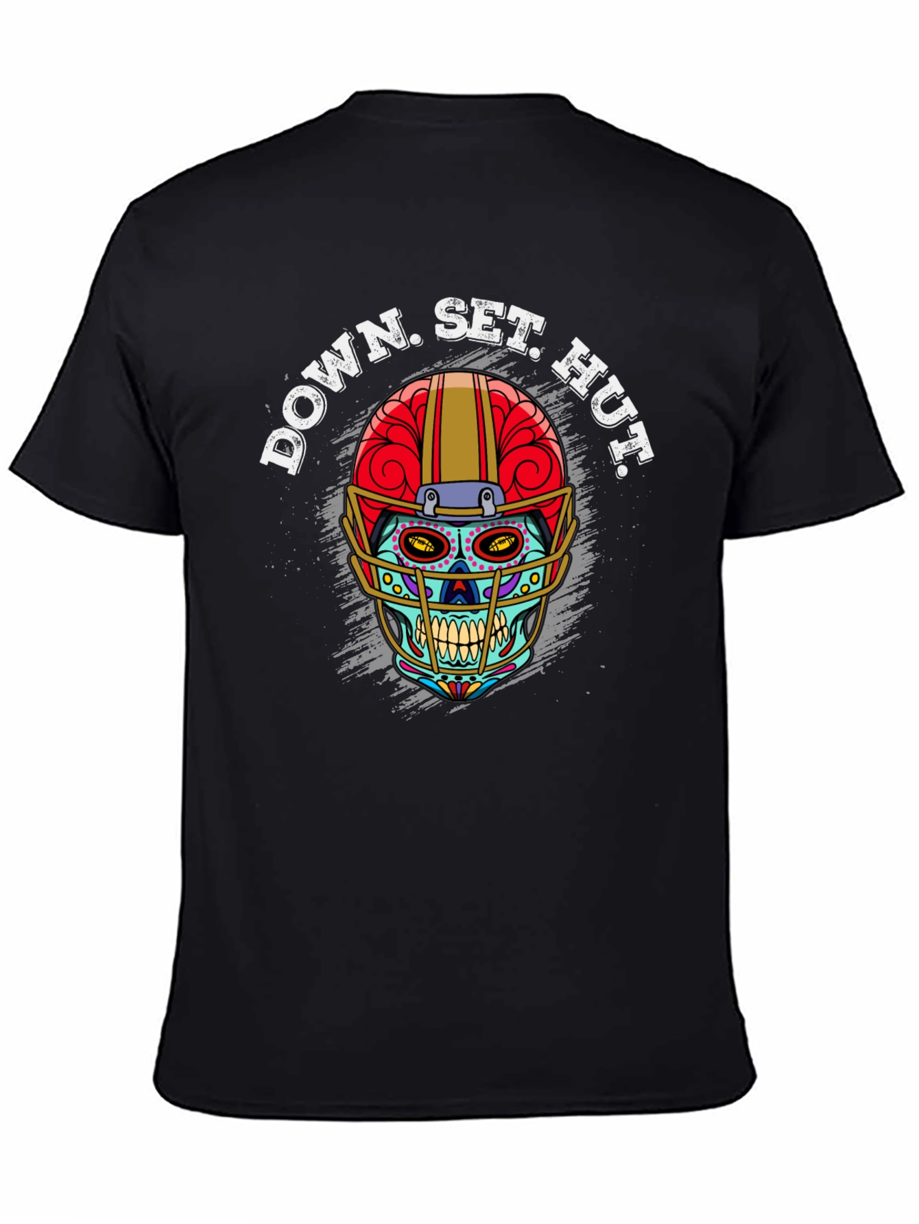 Down Set Hut Football Skull T-Shirt
