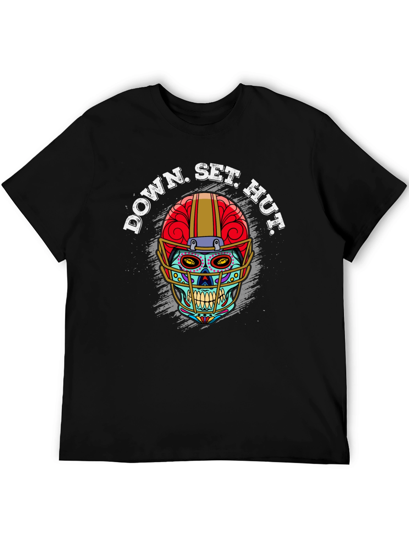 Down Set Hut Football Skull T-Shirt