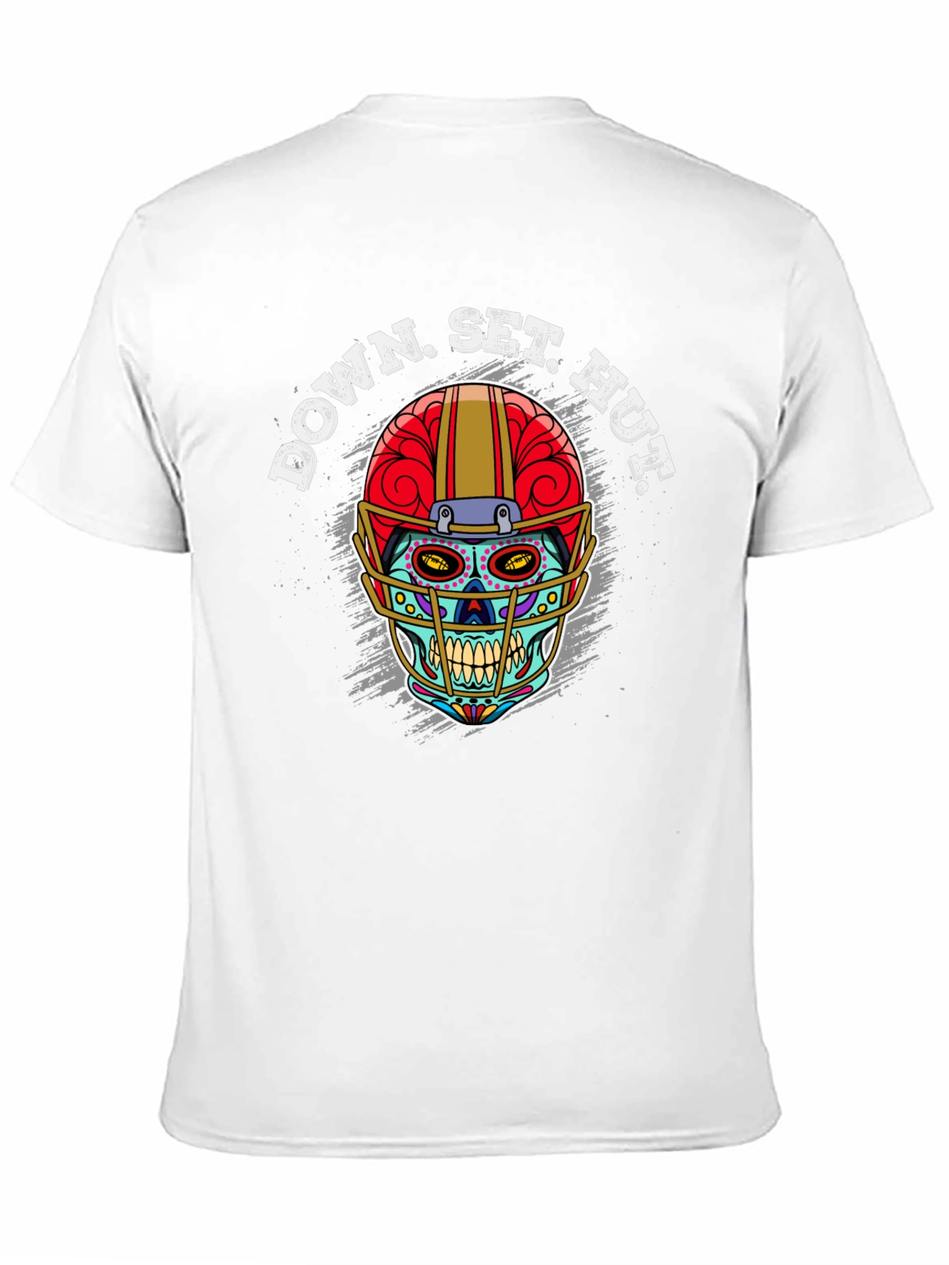 Down Set Hut Football Skull T-Shirt