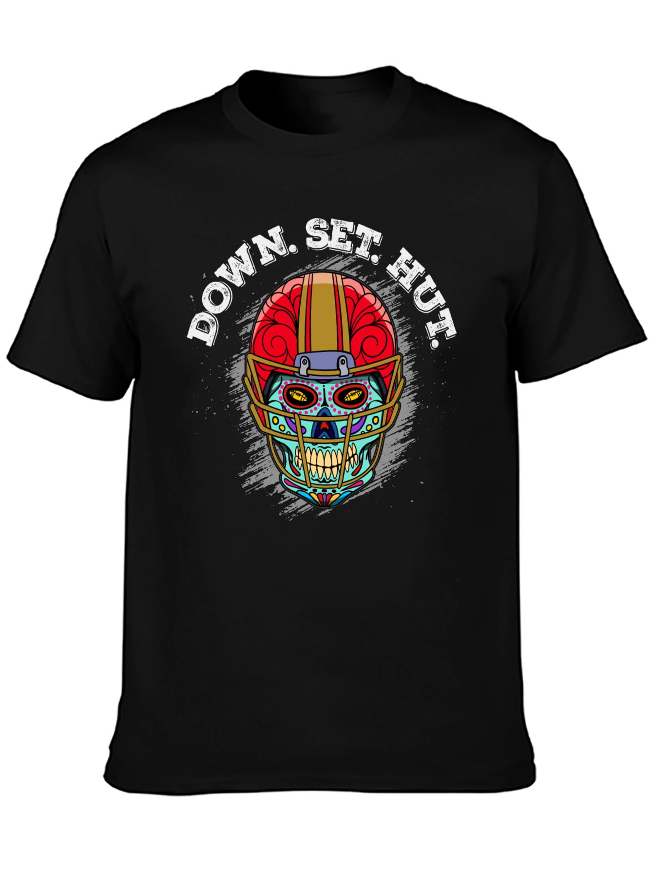 Down Set Hut Football Skull T-Shirt