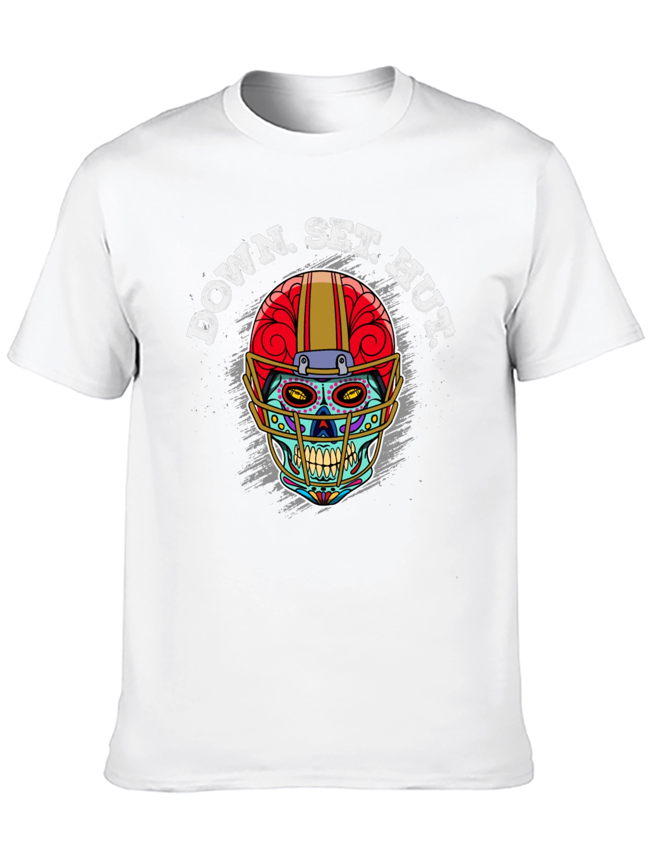 Down Set Hut Football Skull T-Shirt