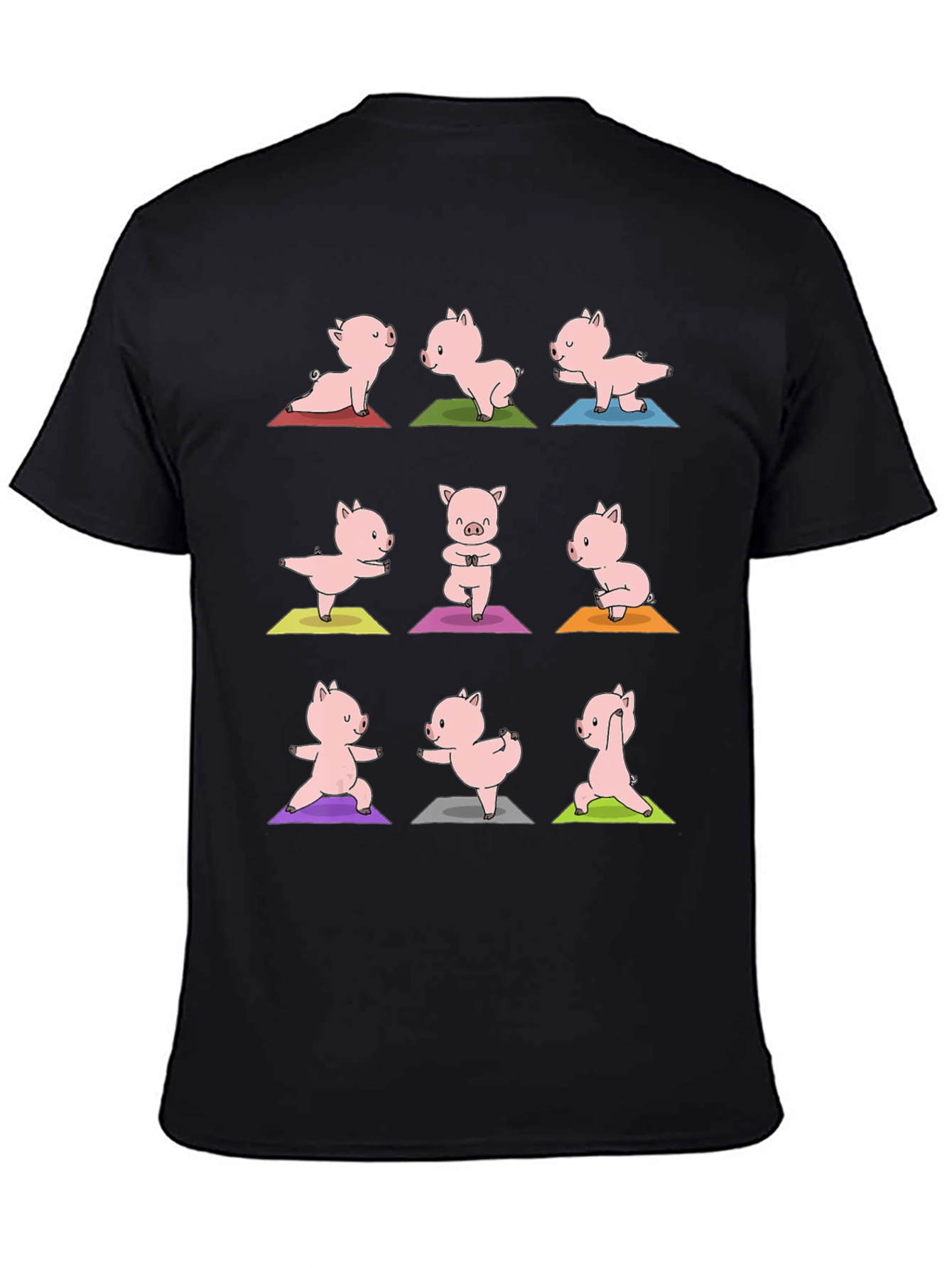 Yoga Pig T-Shirt - Black Cotton Graphic Tee