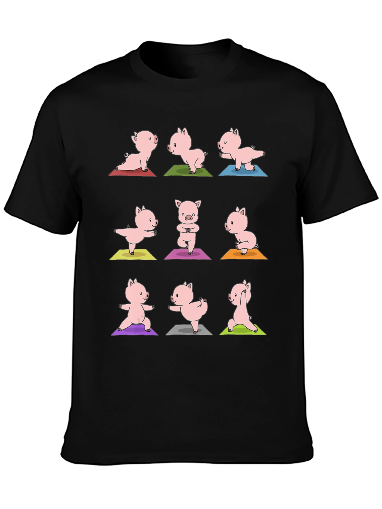Yoga Pig T-Shirt - Black Cotton Graphic Tee
