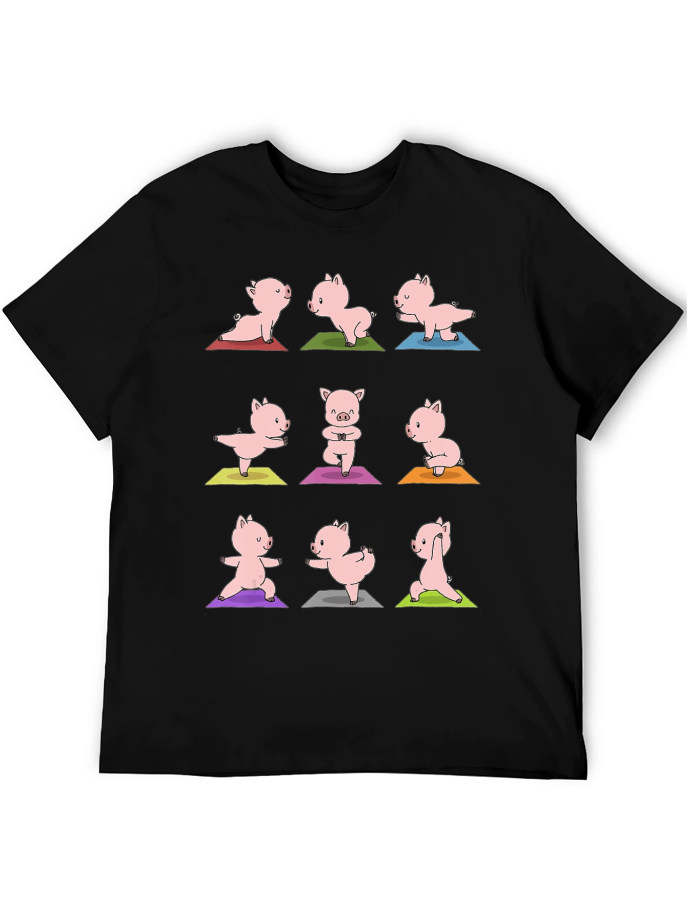 Yoga Pig T-Shirt - Black Cotton Graphic Tee
