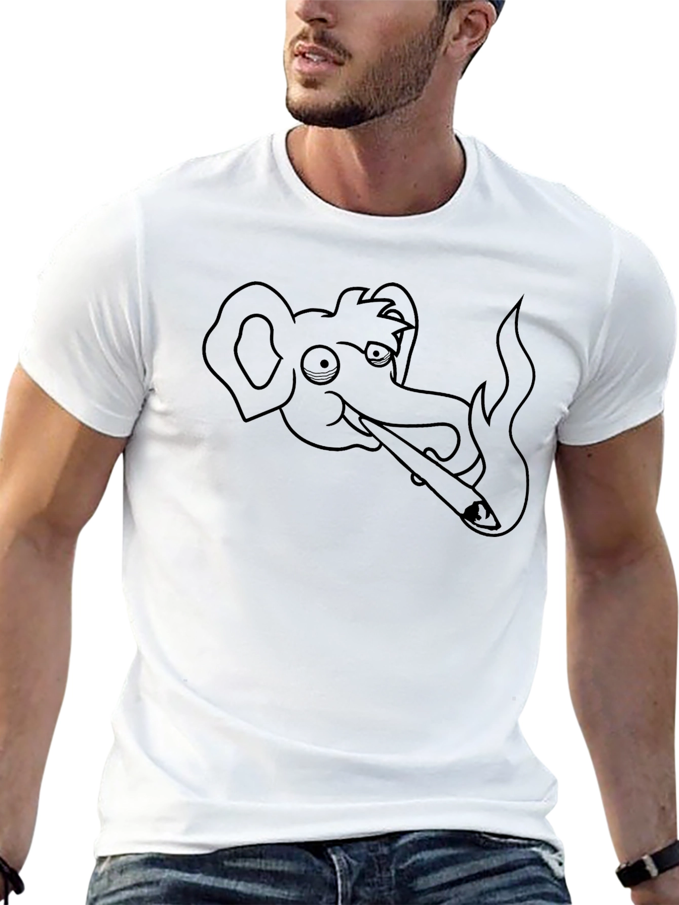 Elephant Smoking Blunt Graphic T-Shirt