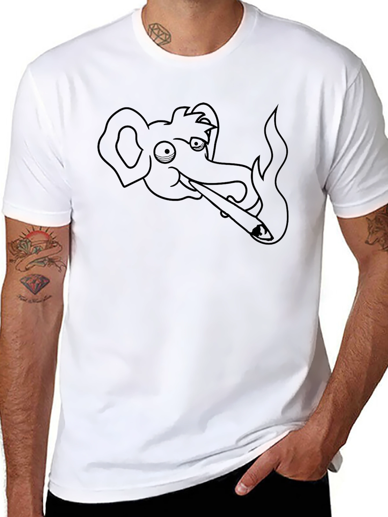 Elephant Smoking Blunt Graphic T-Shirt