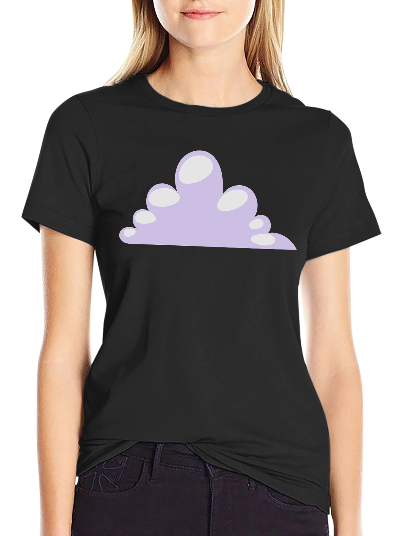 Cartoon Cloud Graphic Tee - Black Short Sleeve