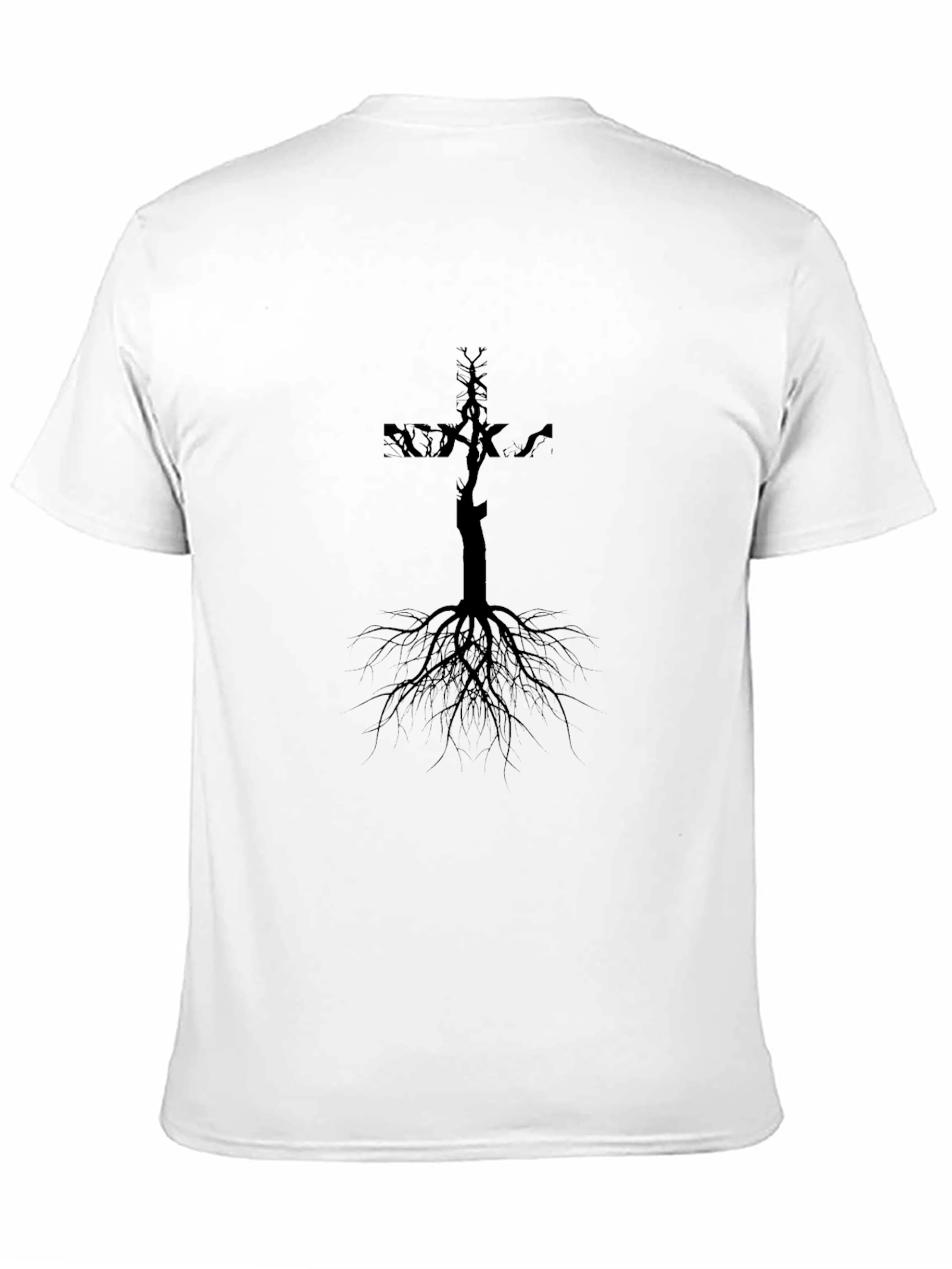 Rooted Cross Graphic Black T-Shirt - Religious Tee