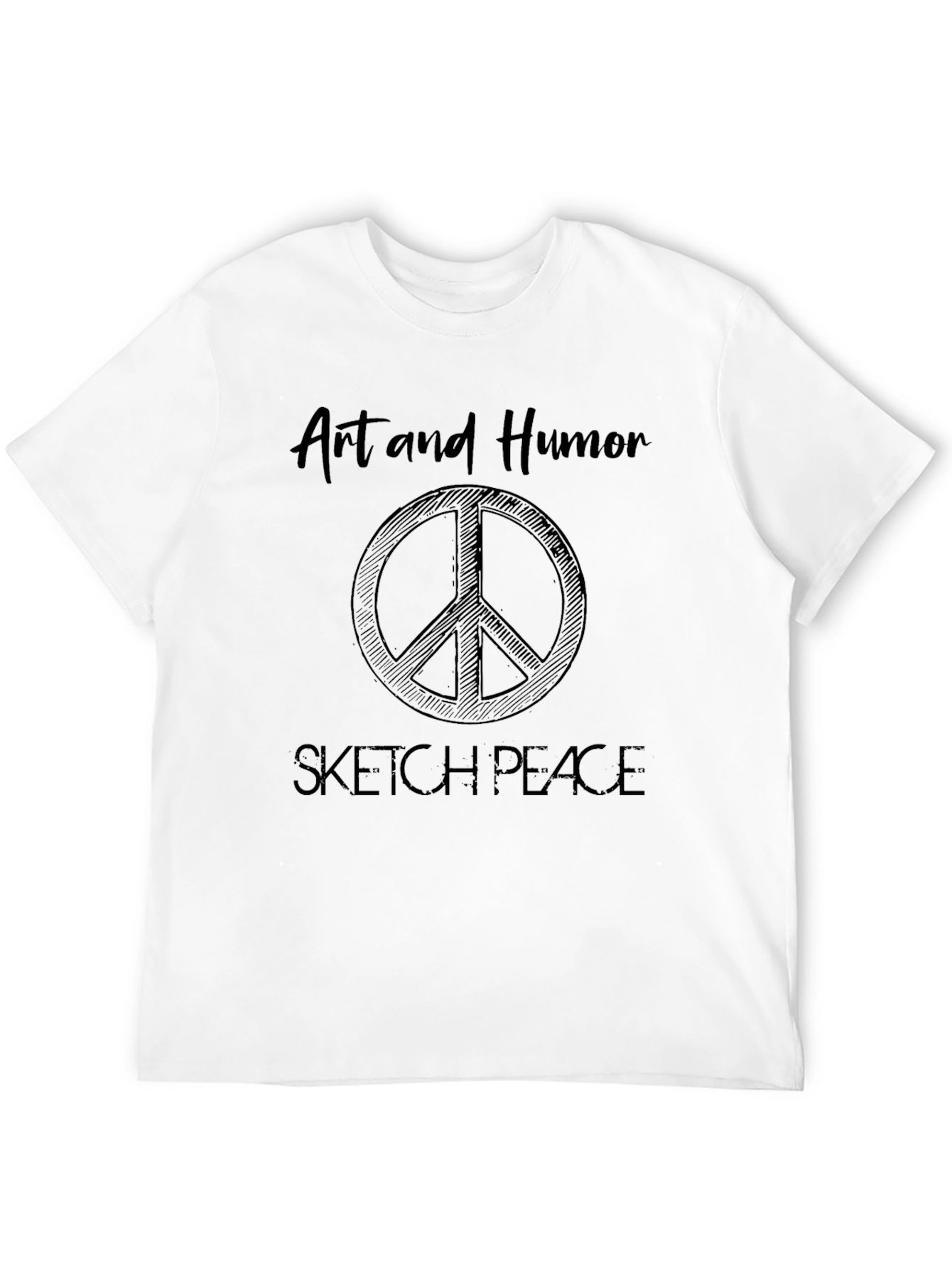 Art & Humor Peace Sign Sketch Black T-Shirt