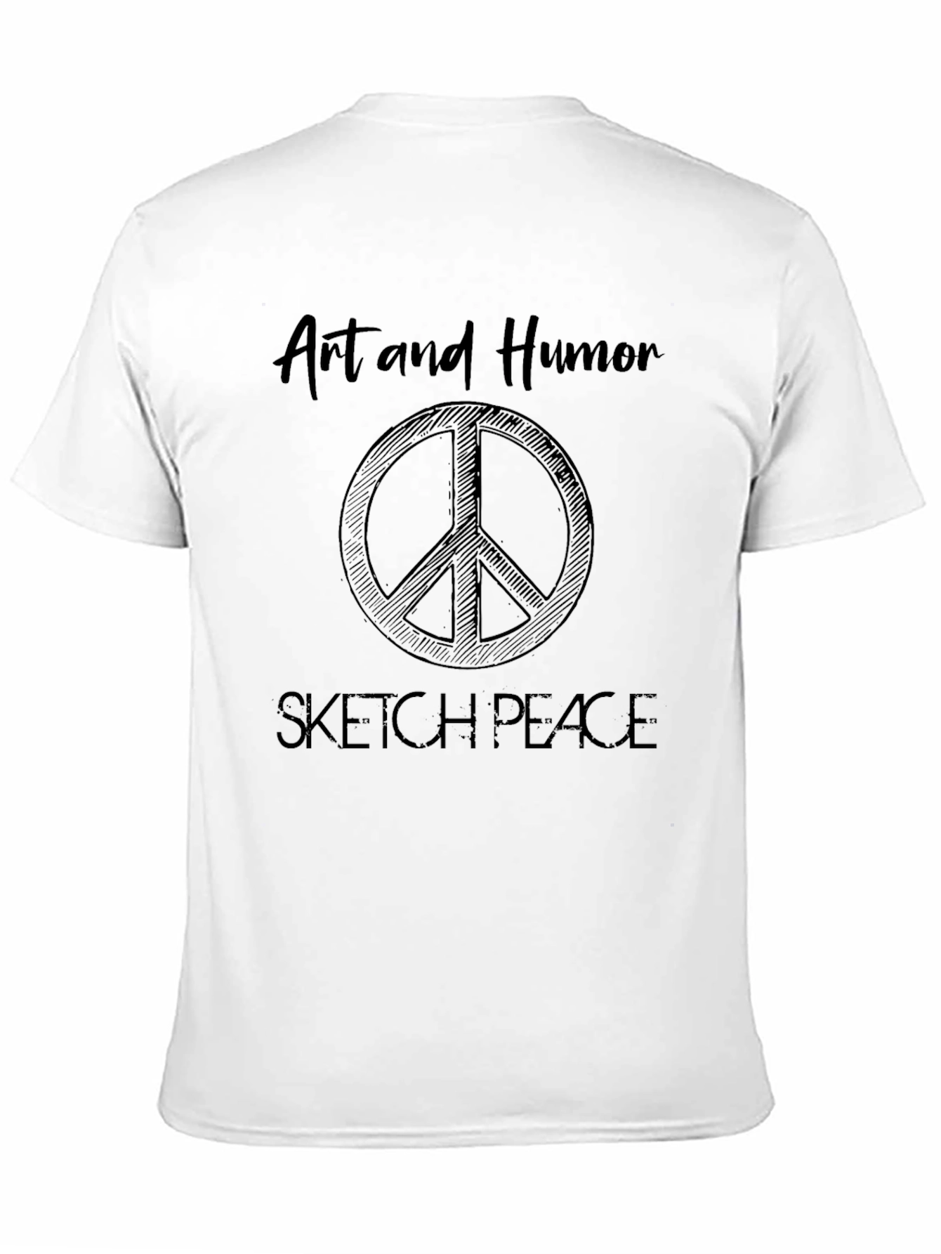 Art & Humor Peace Sign Sketch Black T-Shirt