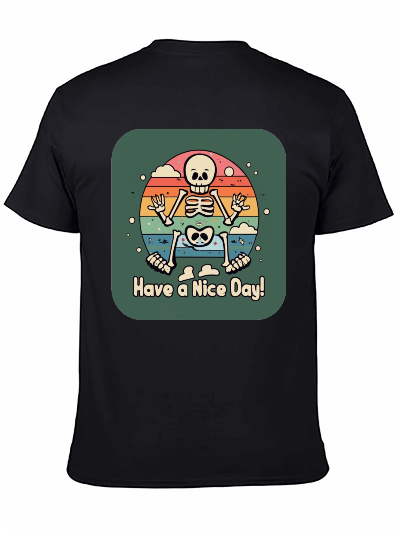 Retro Skeleton Graphic Tee - Have a Nice Day!