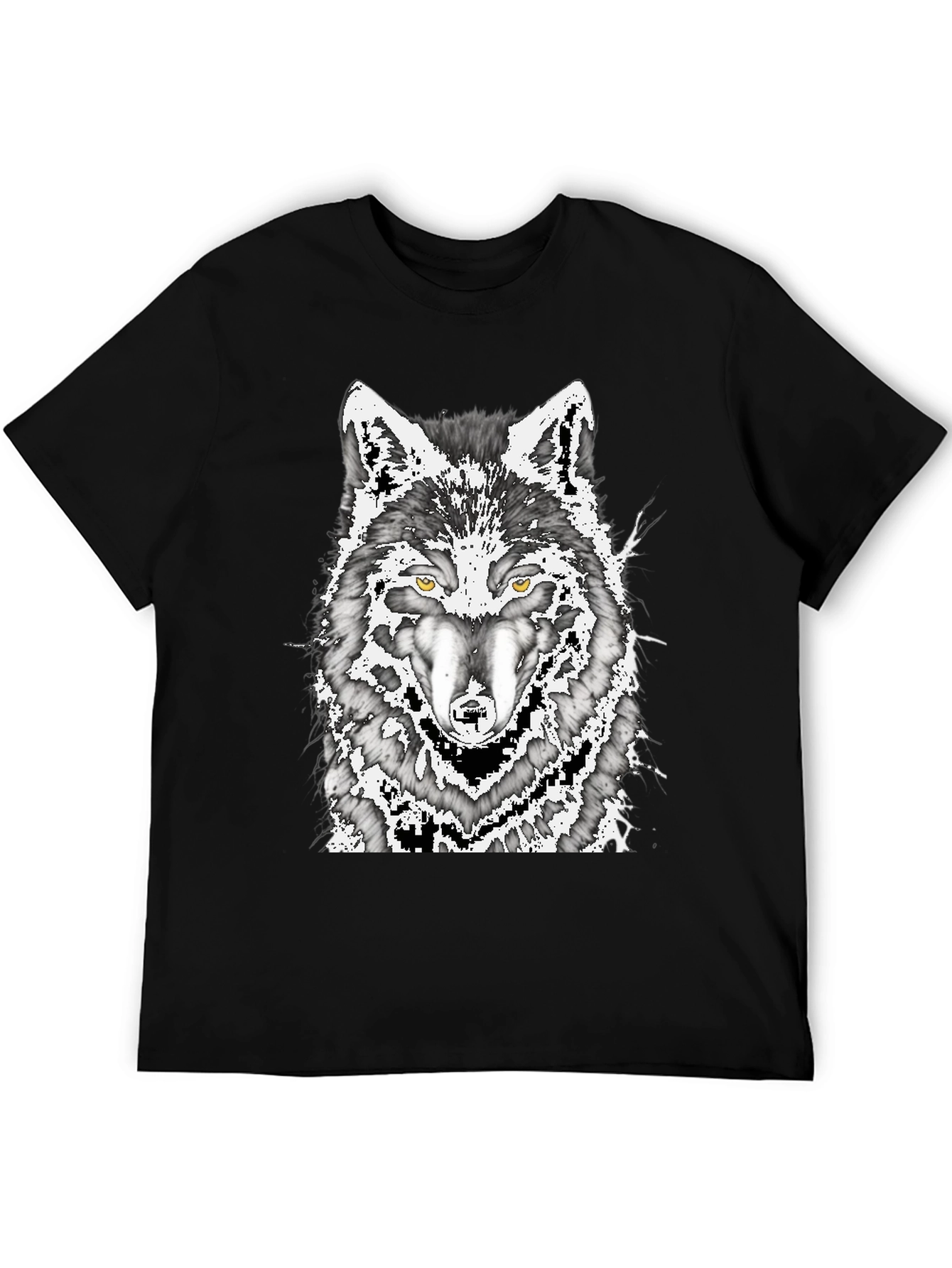 Wolf Graphic Print Mens Black T-Shirt