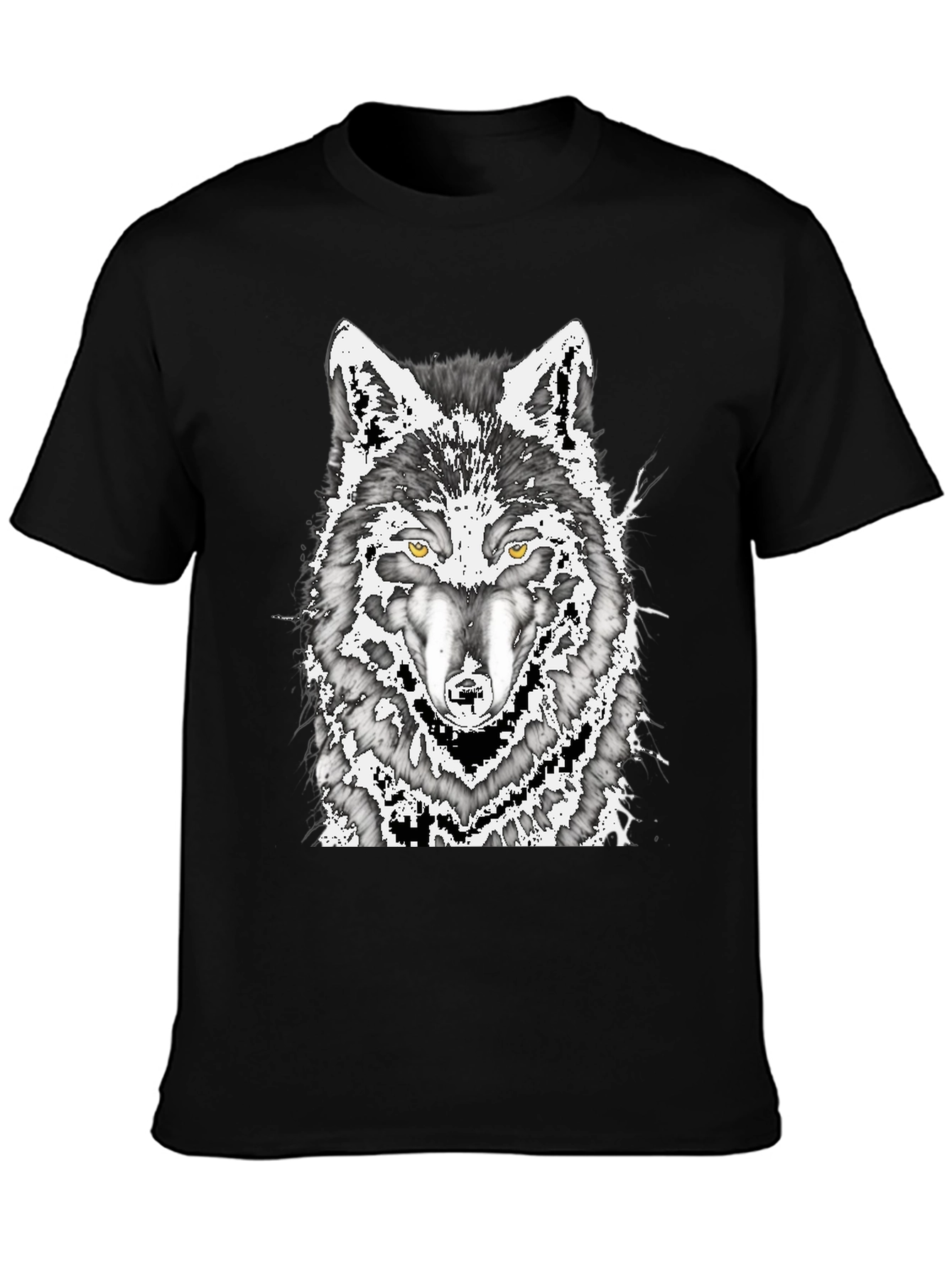 Wolf Graphic Print Mens Black T-Shirt