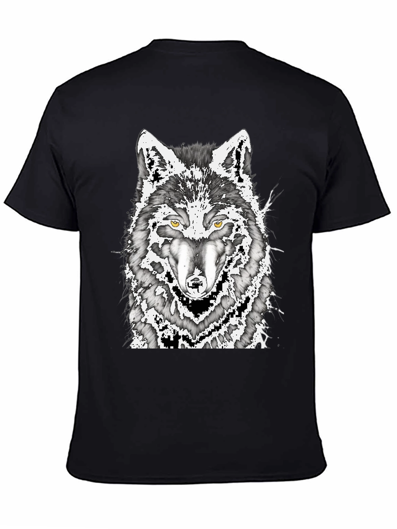 Wolf Graphic Print Mens Black T-Shirt