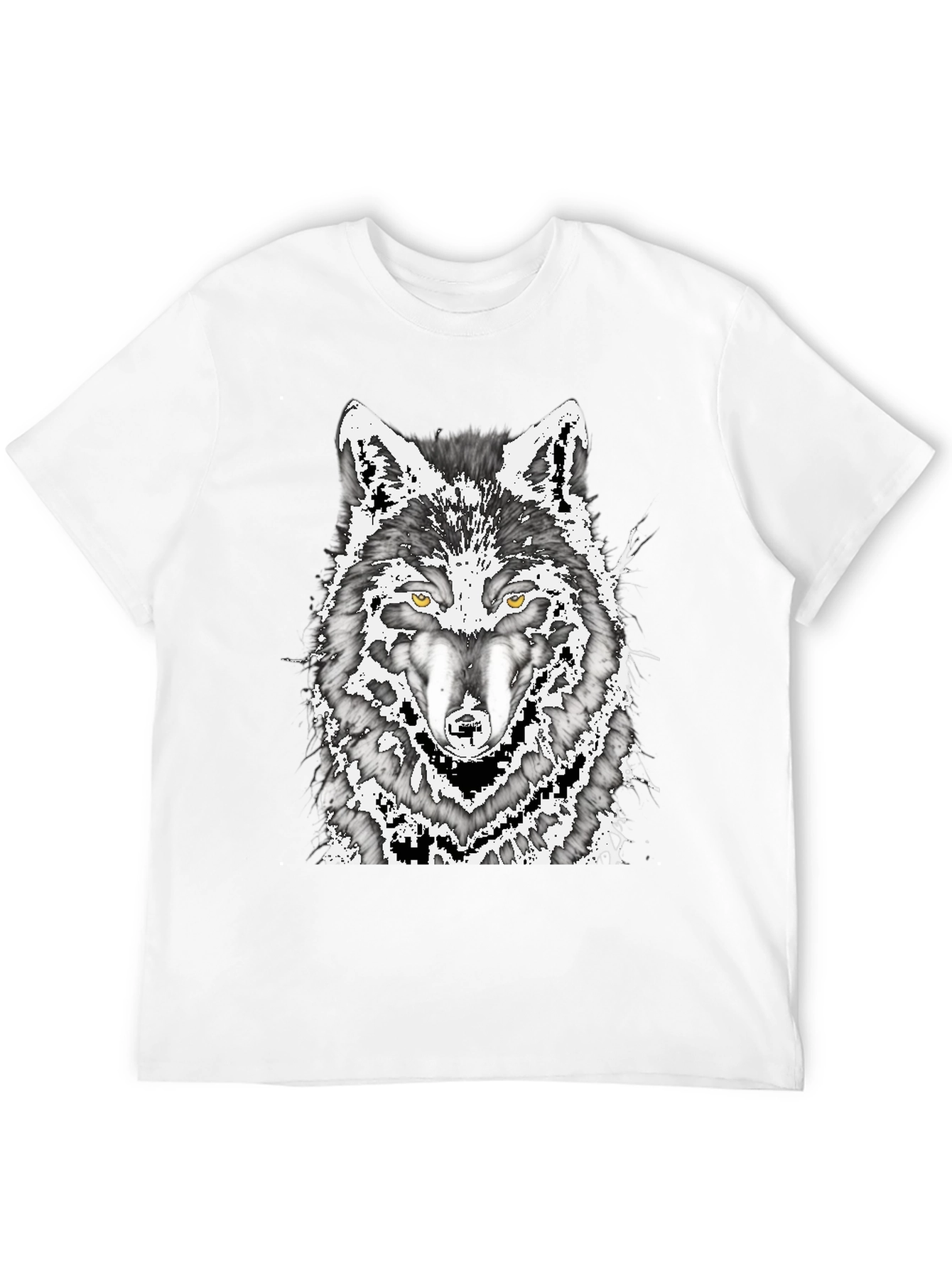 Wolf Graphic Print Mens Black T-Shirt