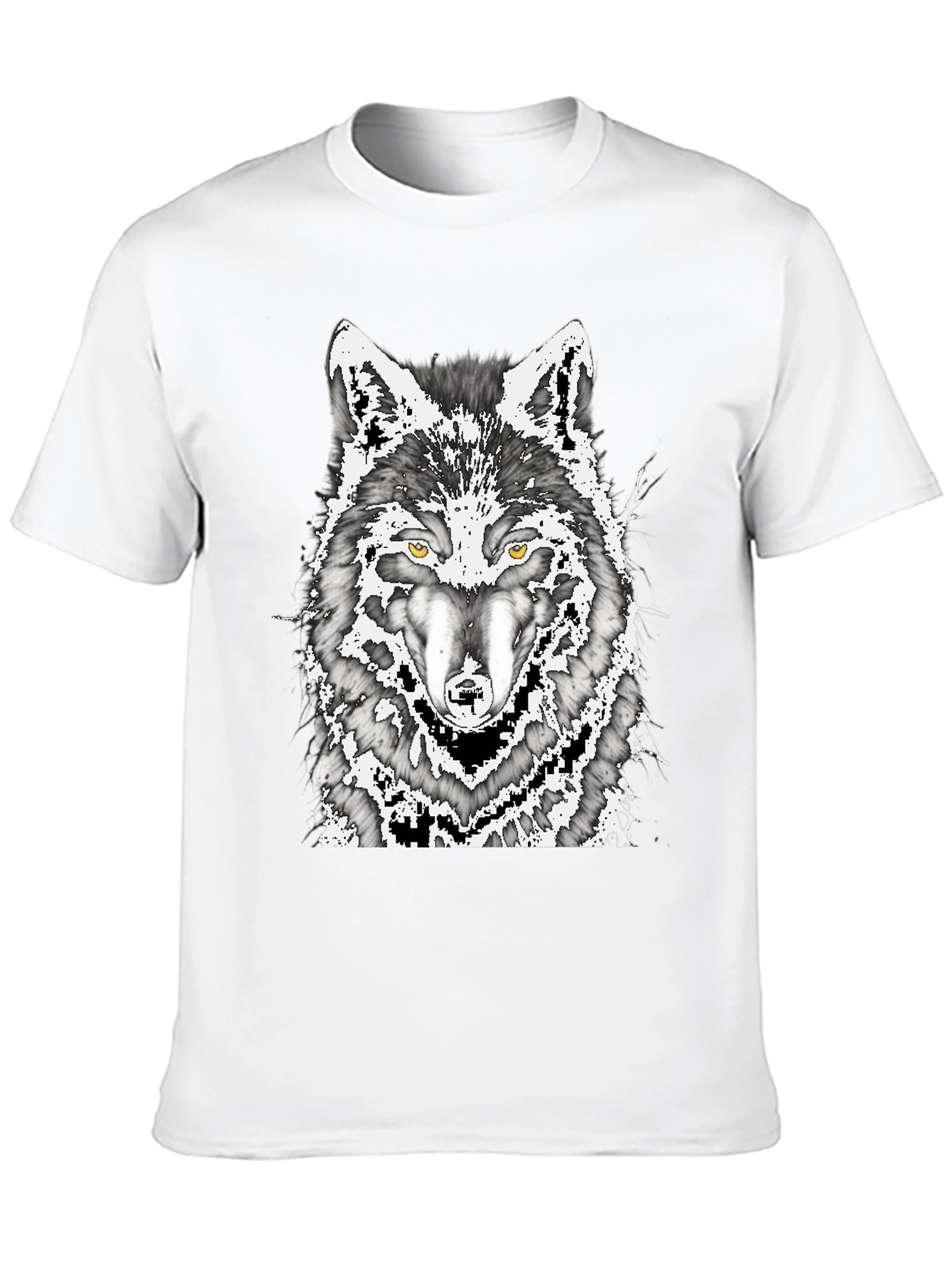 Wolf Graphic Print Mens Black T-Shirt