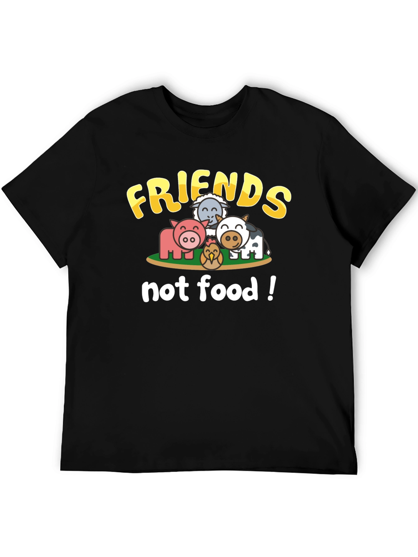 Vegan Friends Not Food Black T-Shirt