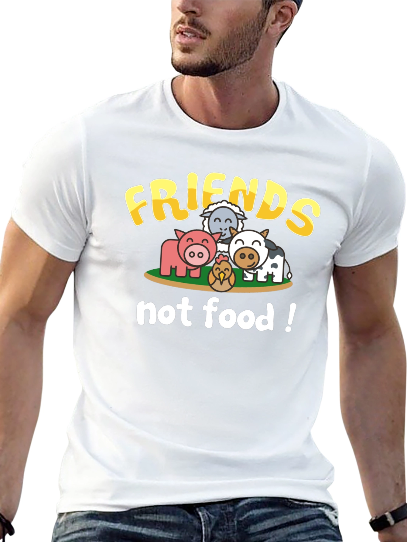 Vegan Friends Not Food Black T-Shirt