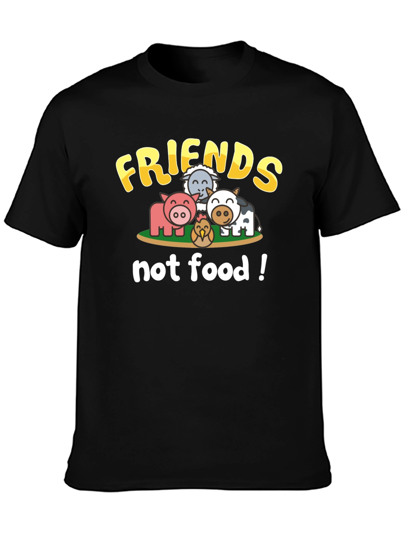 Vegan Friends Not Food Black T-Shirt