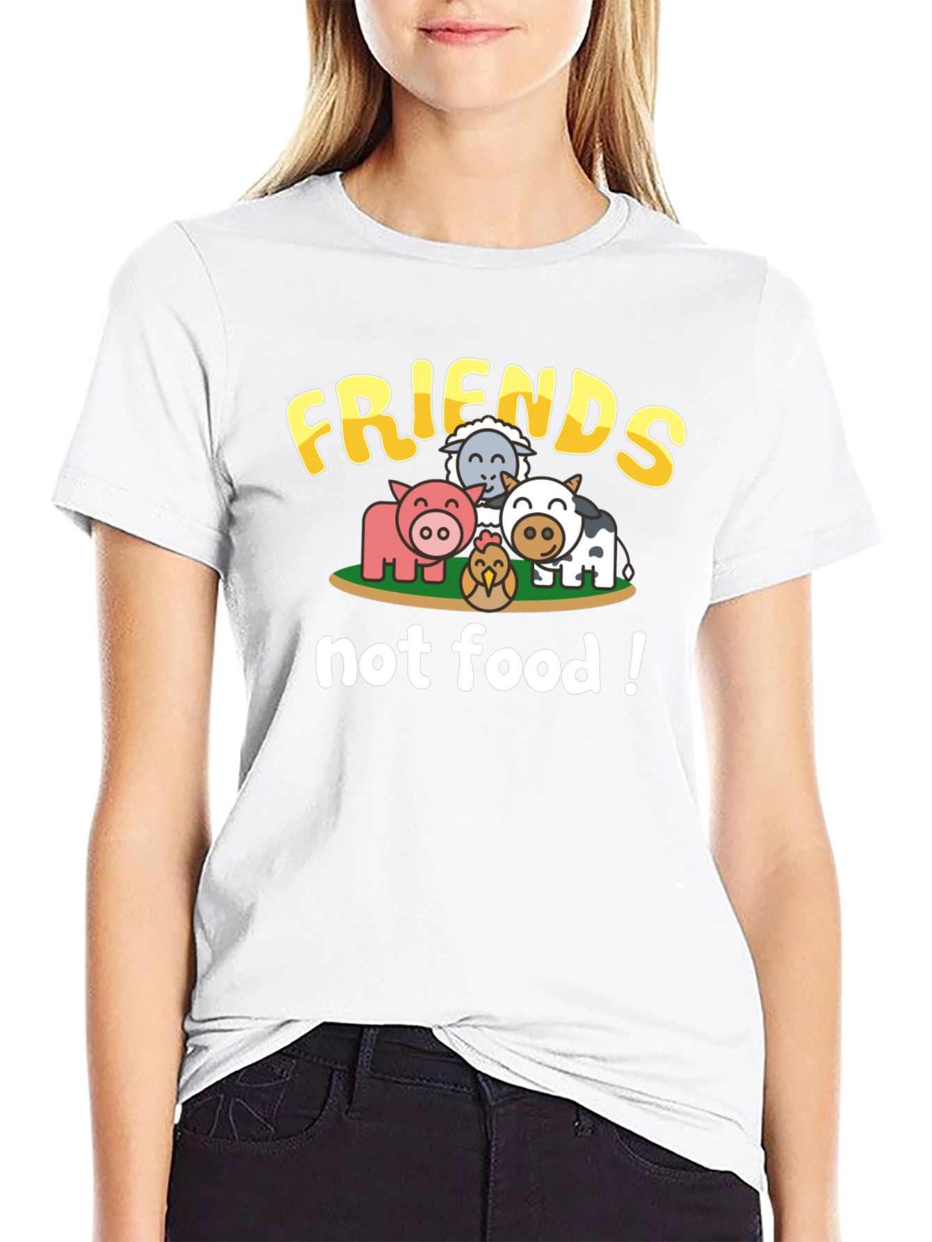 Vegan Friends Not Food Black T-Shirt