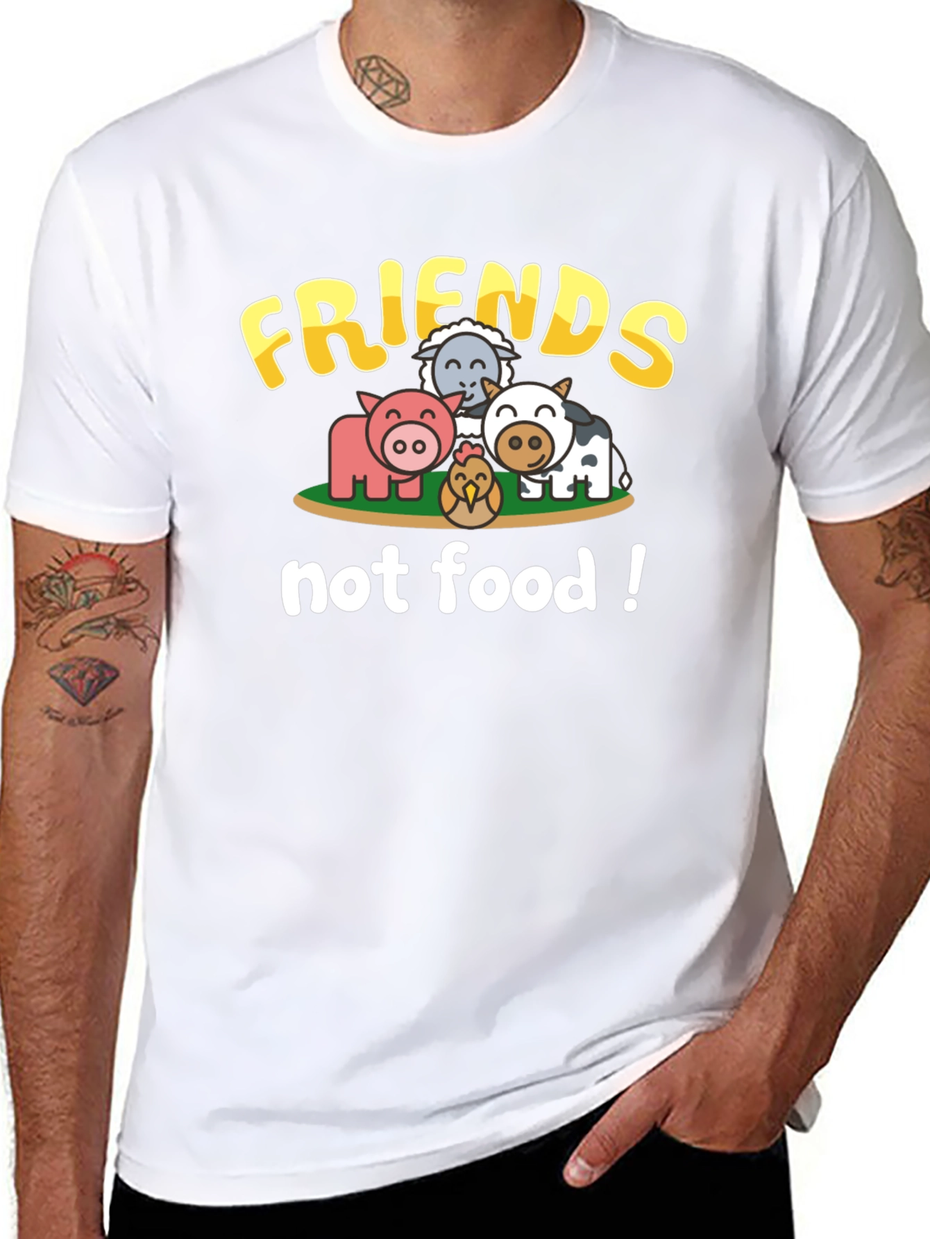 Vegan Friends Not Food Black T-Shirt