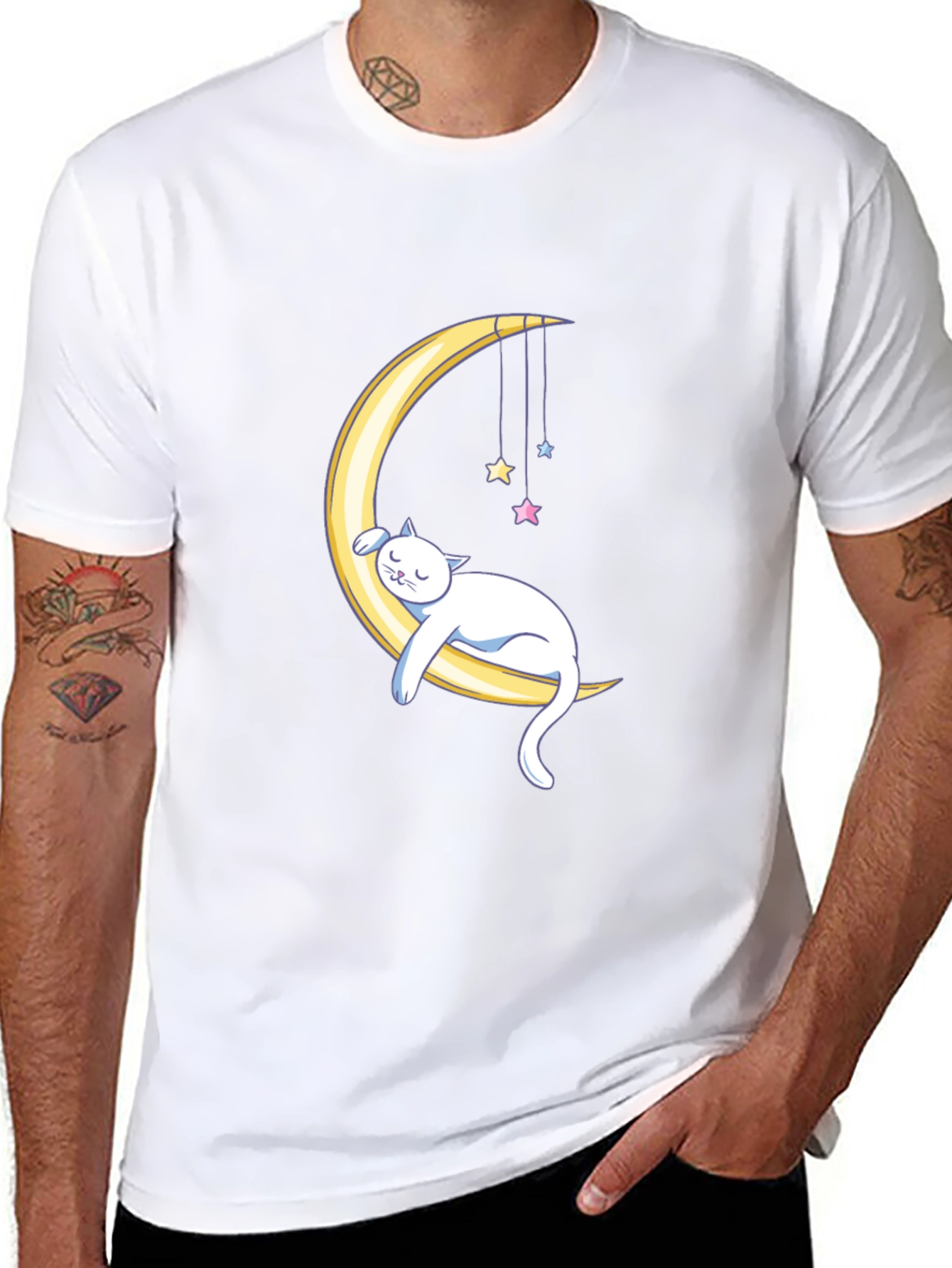 Cute Cat Moon Graphic T-Shirt