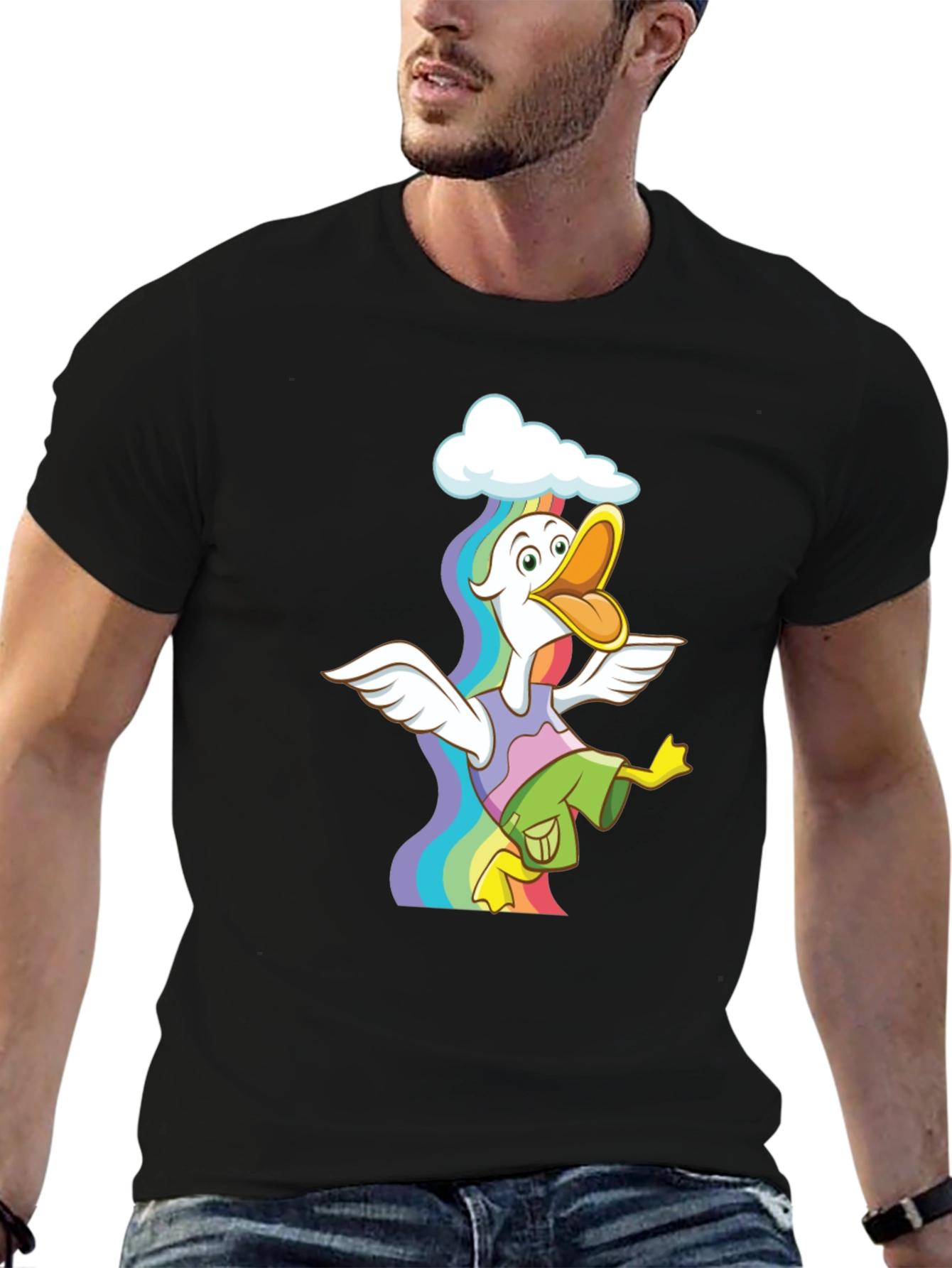 Rainbow Duck Graphic Tee - Funky & Fun