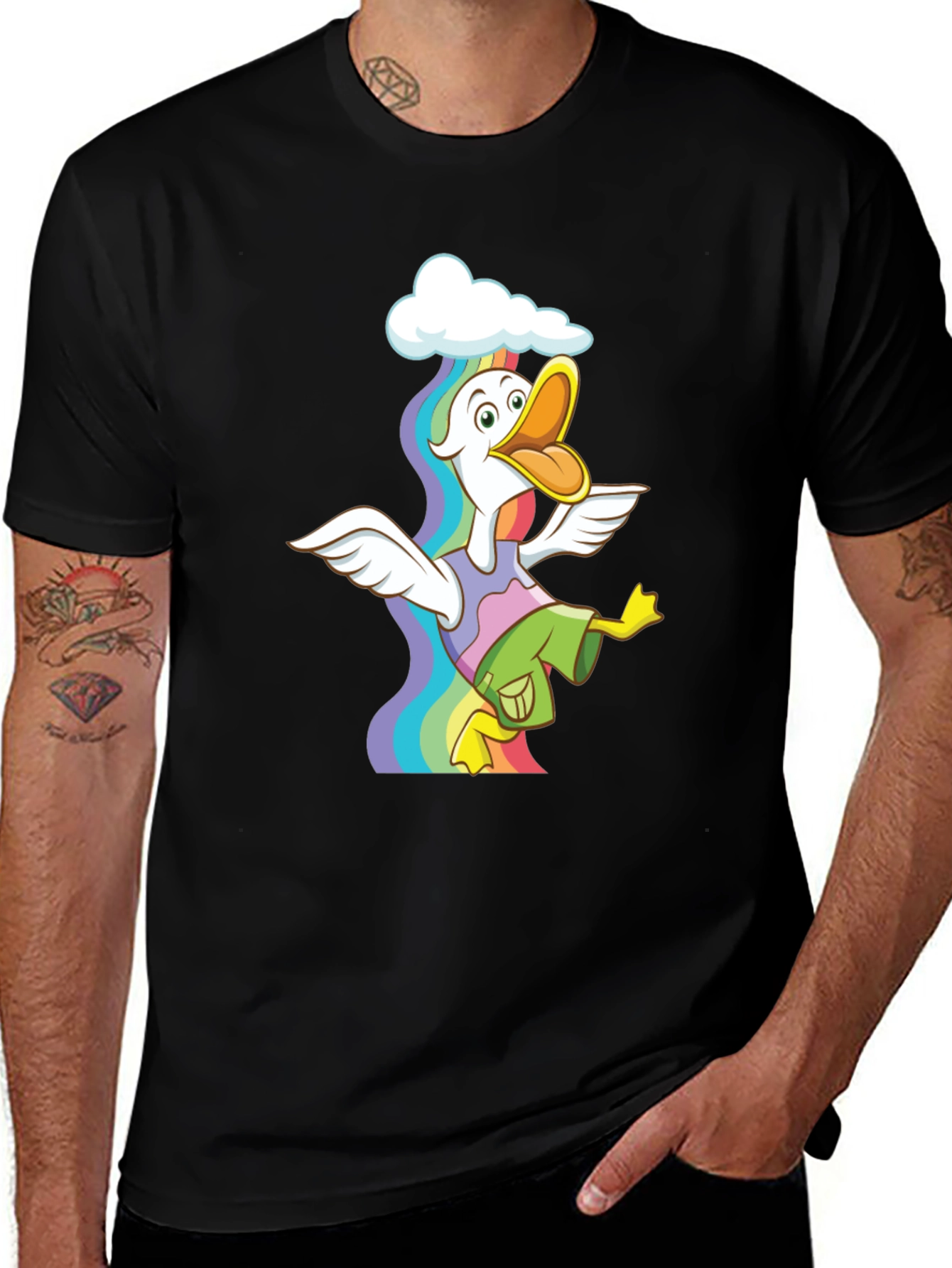 Rainbow Duck Graphic Tee - Funky & Fun