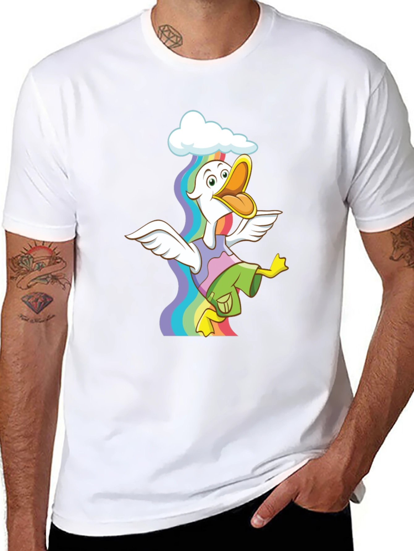 Rainbow Duck Graphic Tee - Funky & Fun