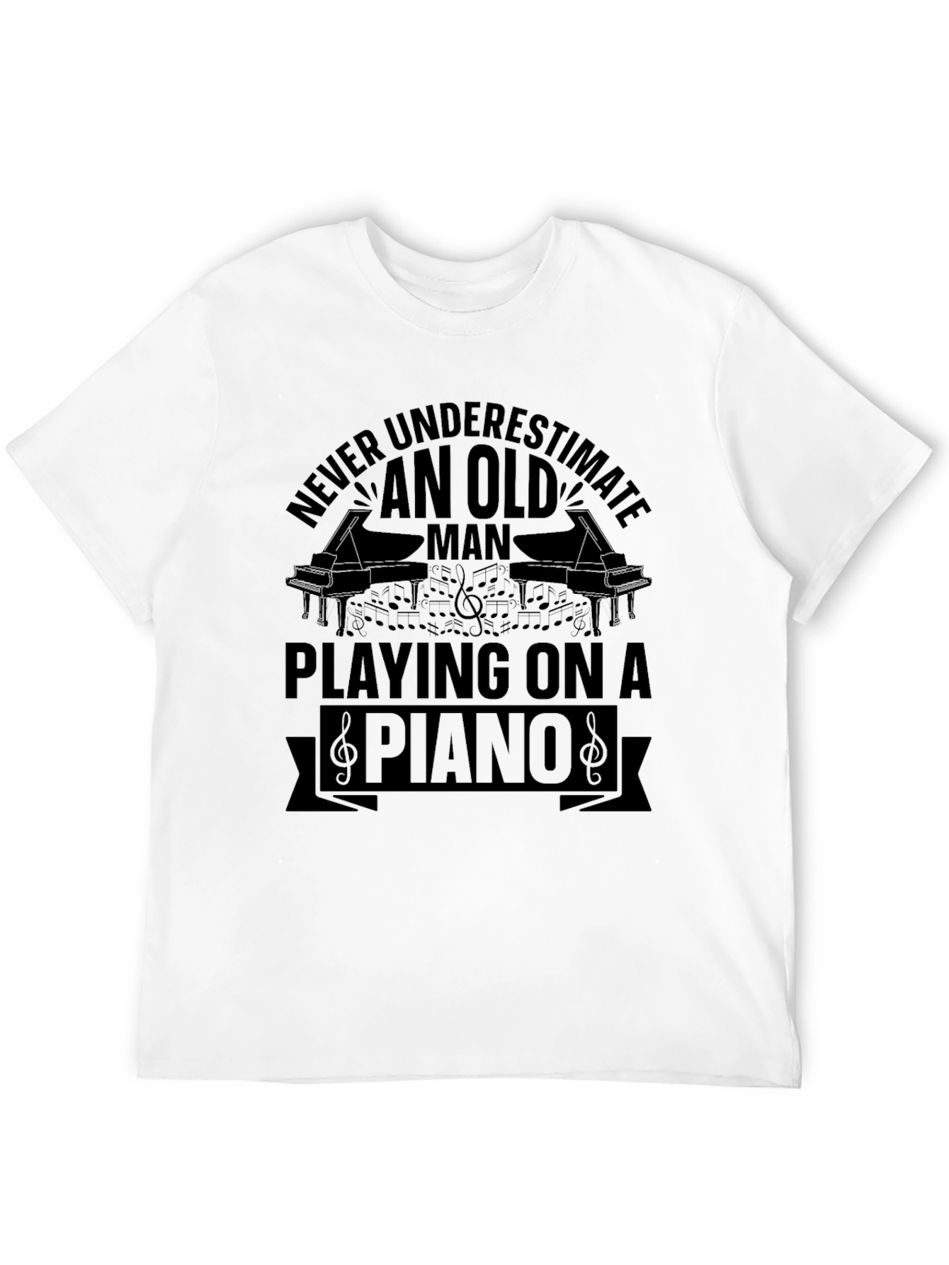 Old Man Piano Player T-Shirt - Music Lover Gift