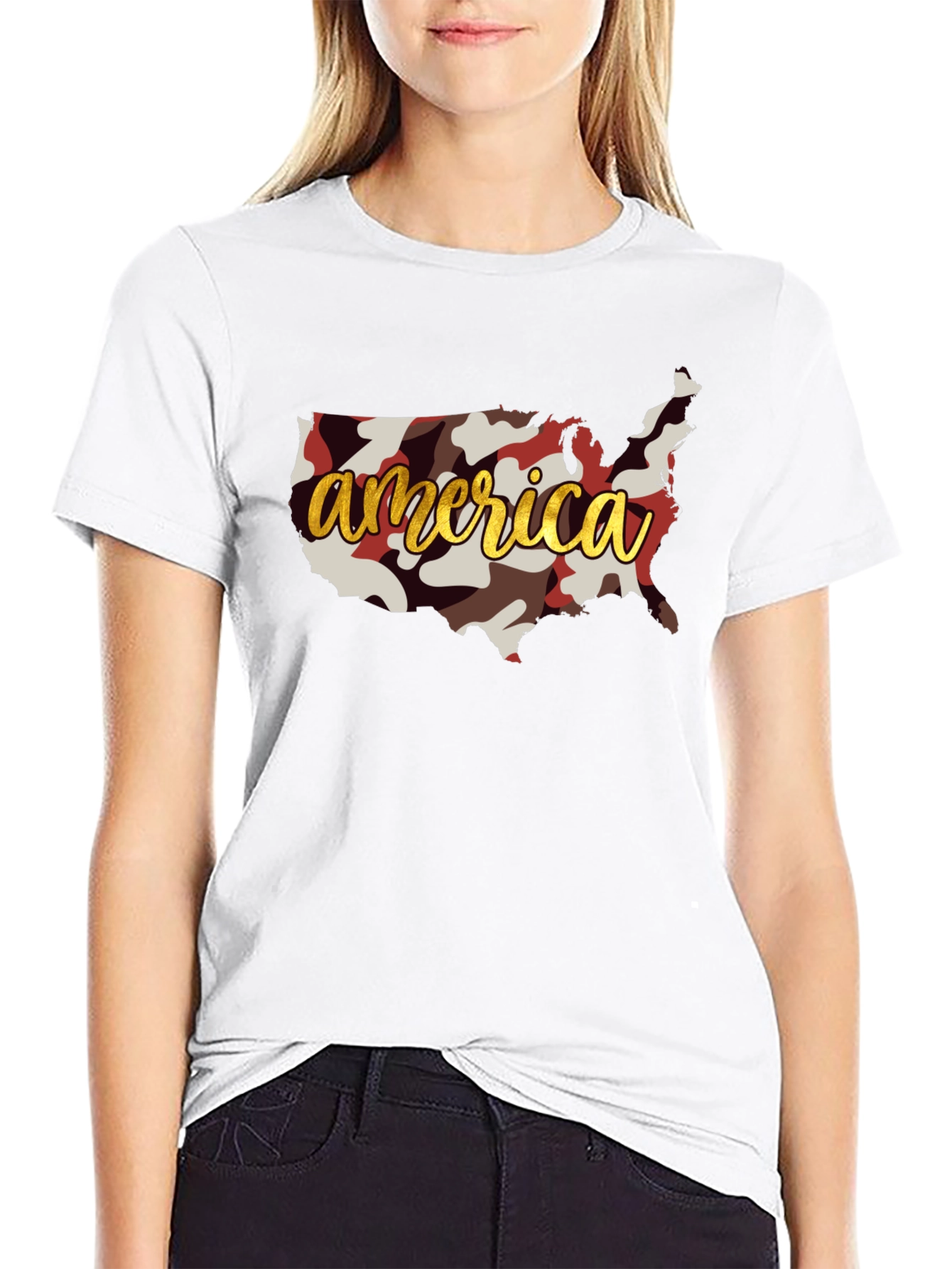 America Camo Map Graphic T-Shirt