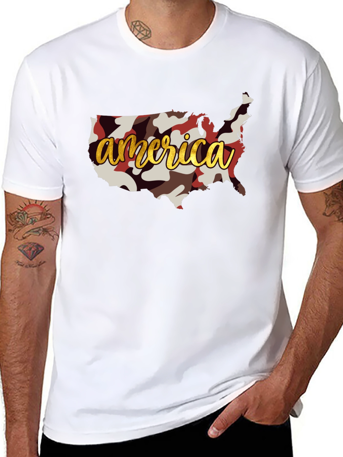 America Camo Map Graphic T-Shirt