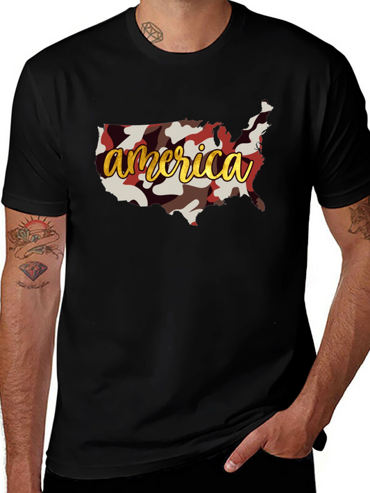 America Camo Map Graphic T-Shirt