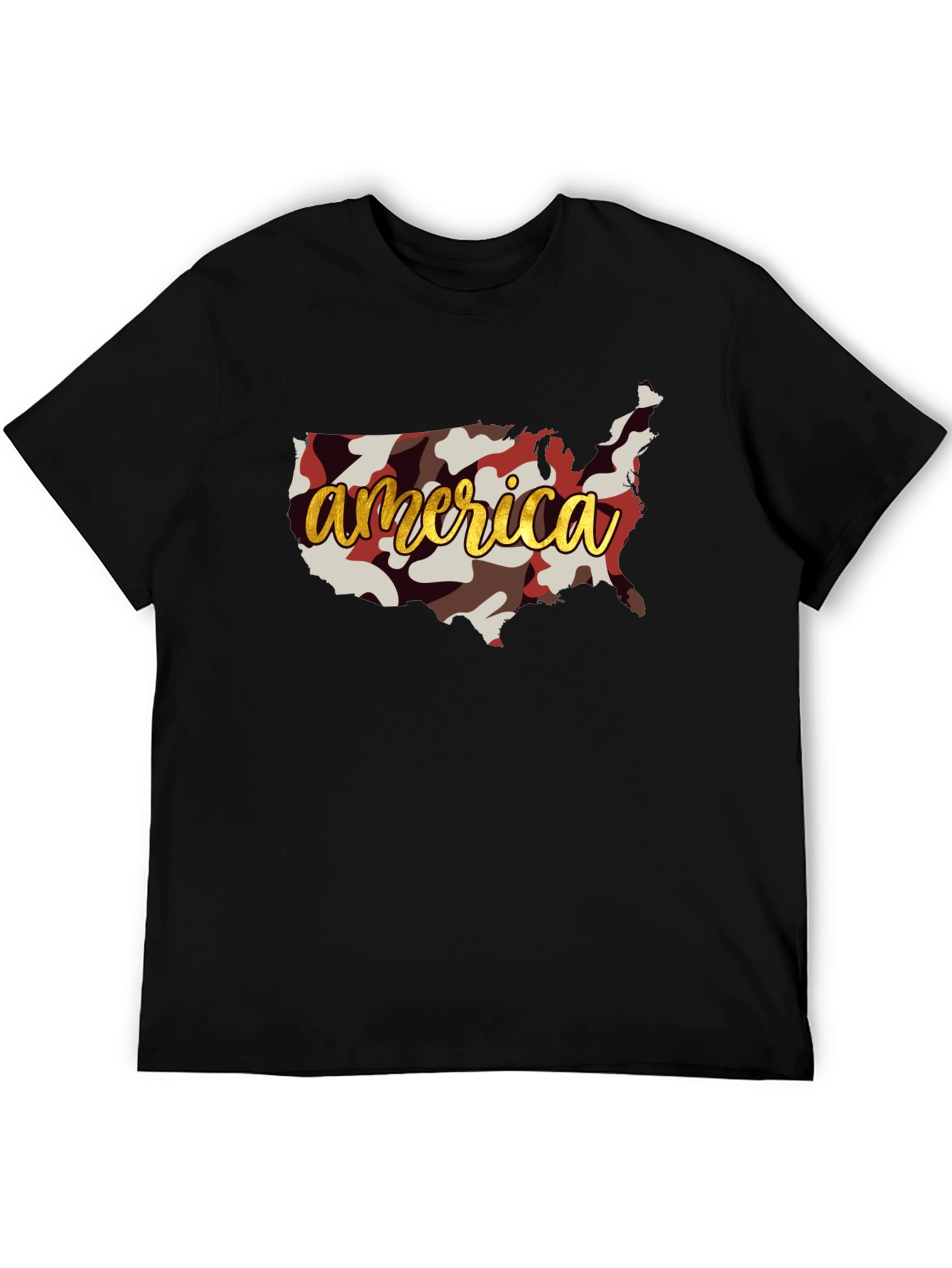 America Camo Map Graphic T-Shirt