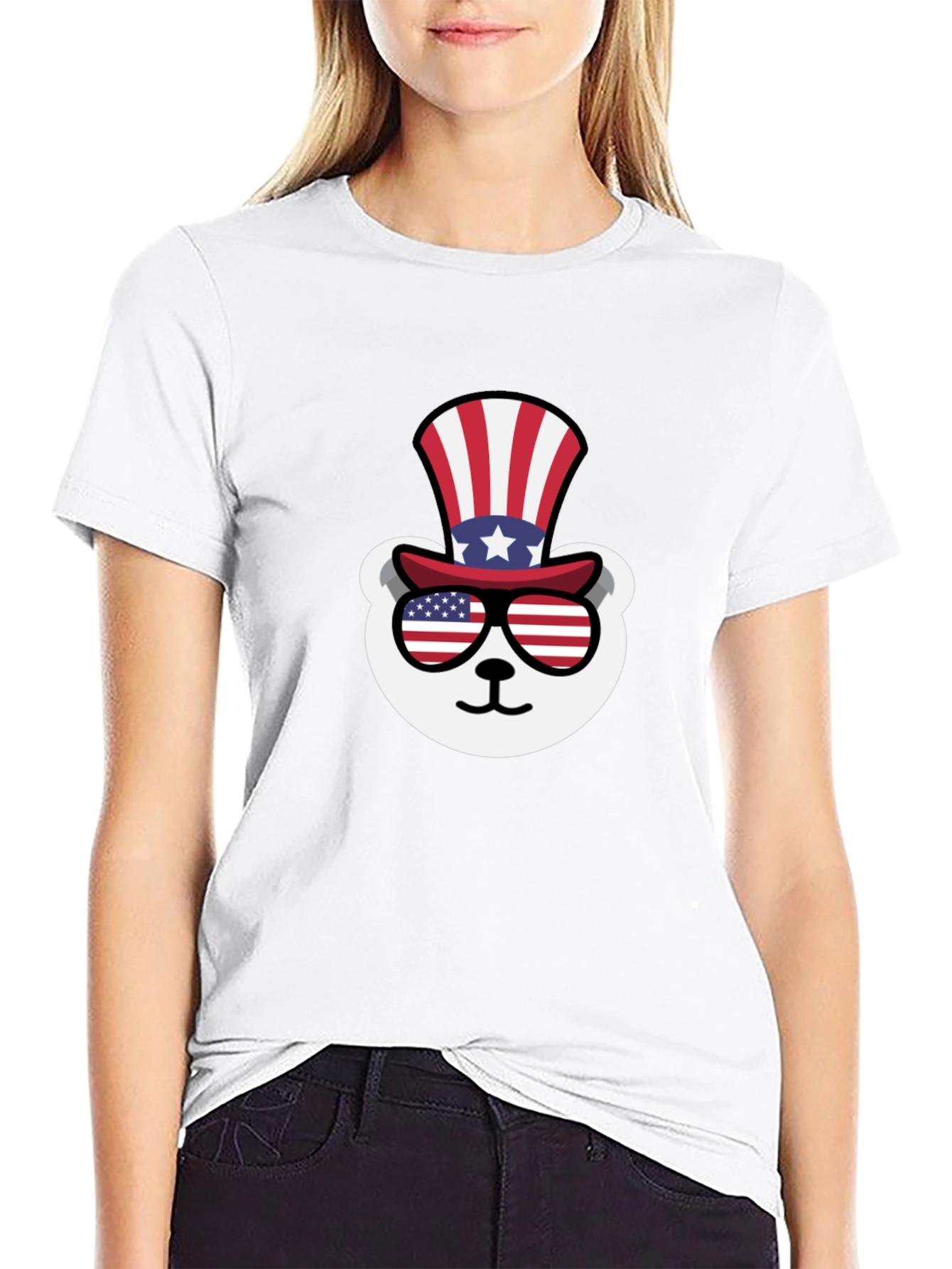 Patriotic Bear T-Shirt: Stars Stripes & Cool Shades!