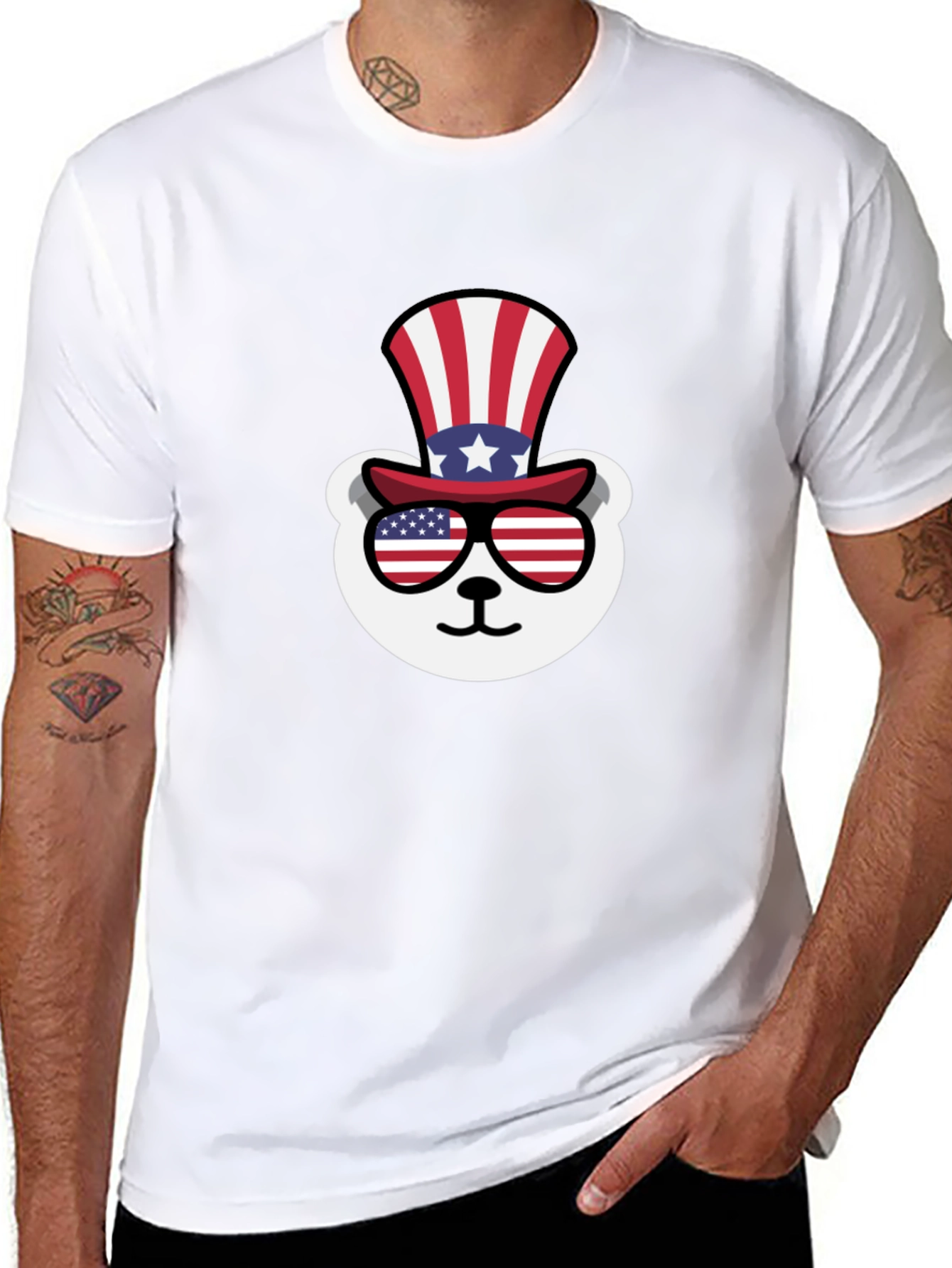 Patriotic Bear T-Shirt: Stars Stripes & Cool Shades!