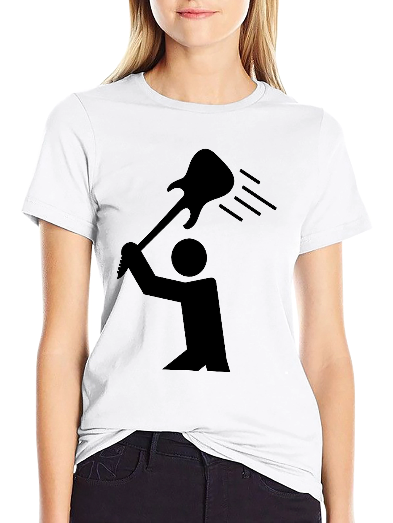 Guitar Smash Graphic Tee - Black Cotton Rocker T-Shirt