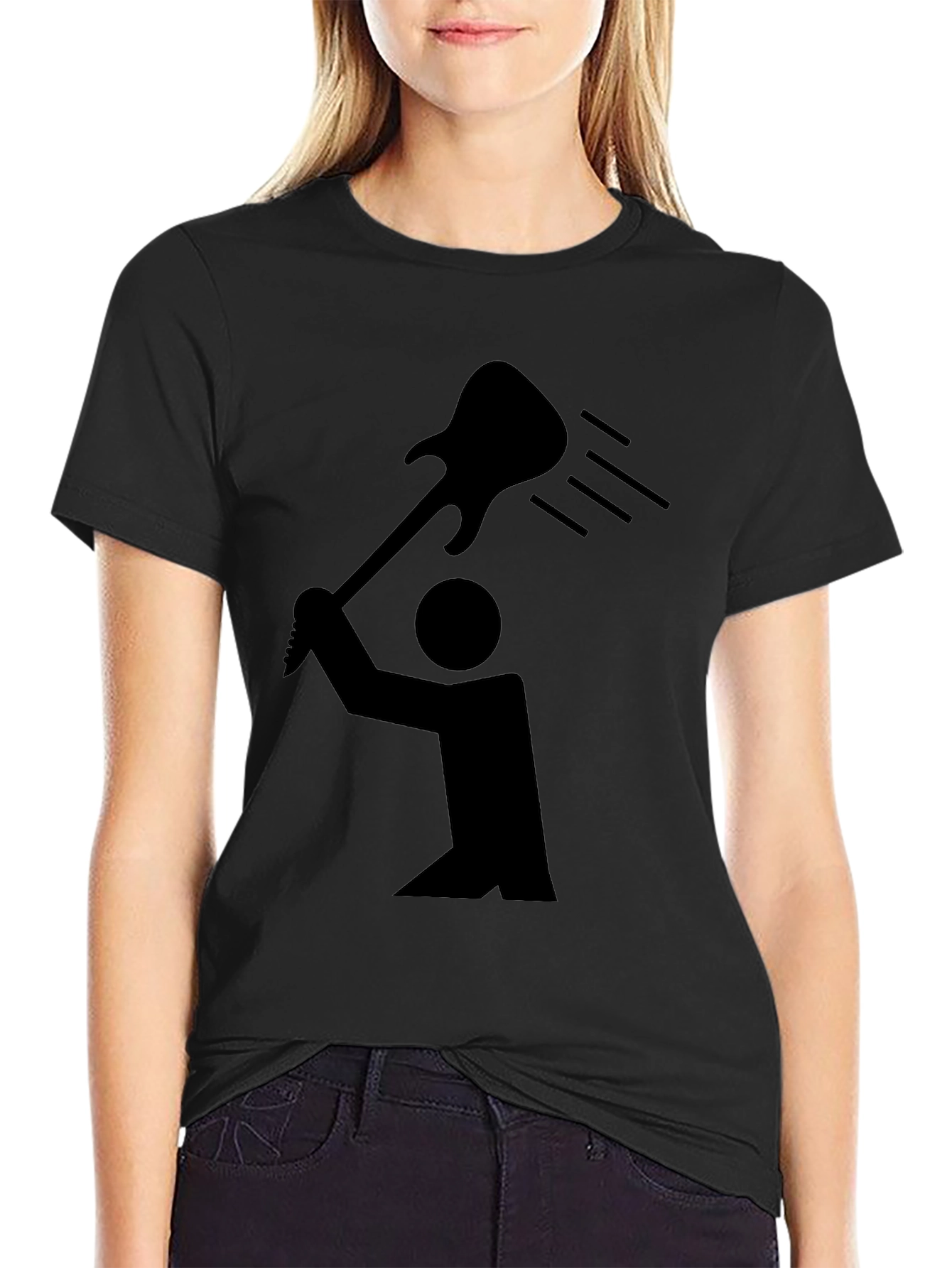 Guitar Smash Graphic Tee - Black Cotton Rocker T-Shirt