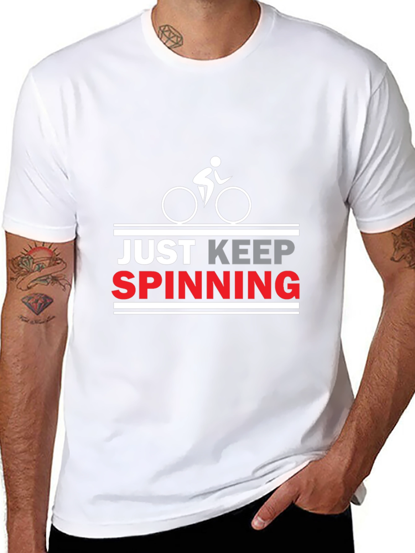 Just Keep Spinning Cycling T-Shirt - Black