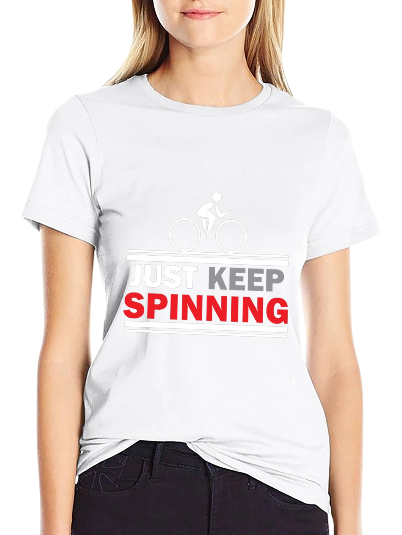 Just Keep Spinning Cycling T-Shirt - Black