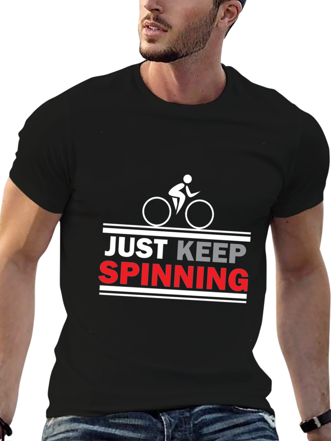 Just Keep Spinning Cycling T-Shirt - Black
