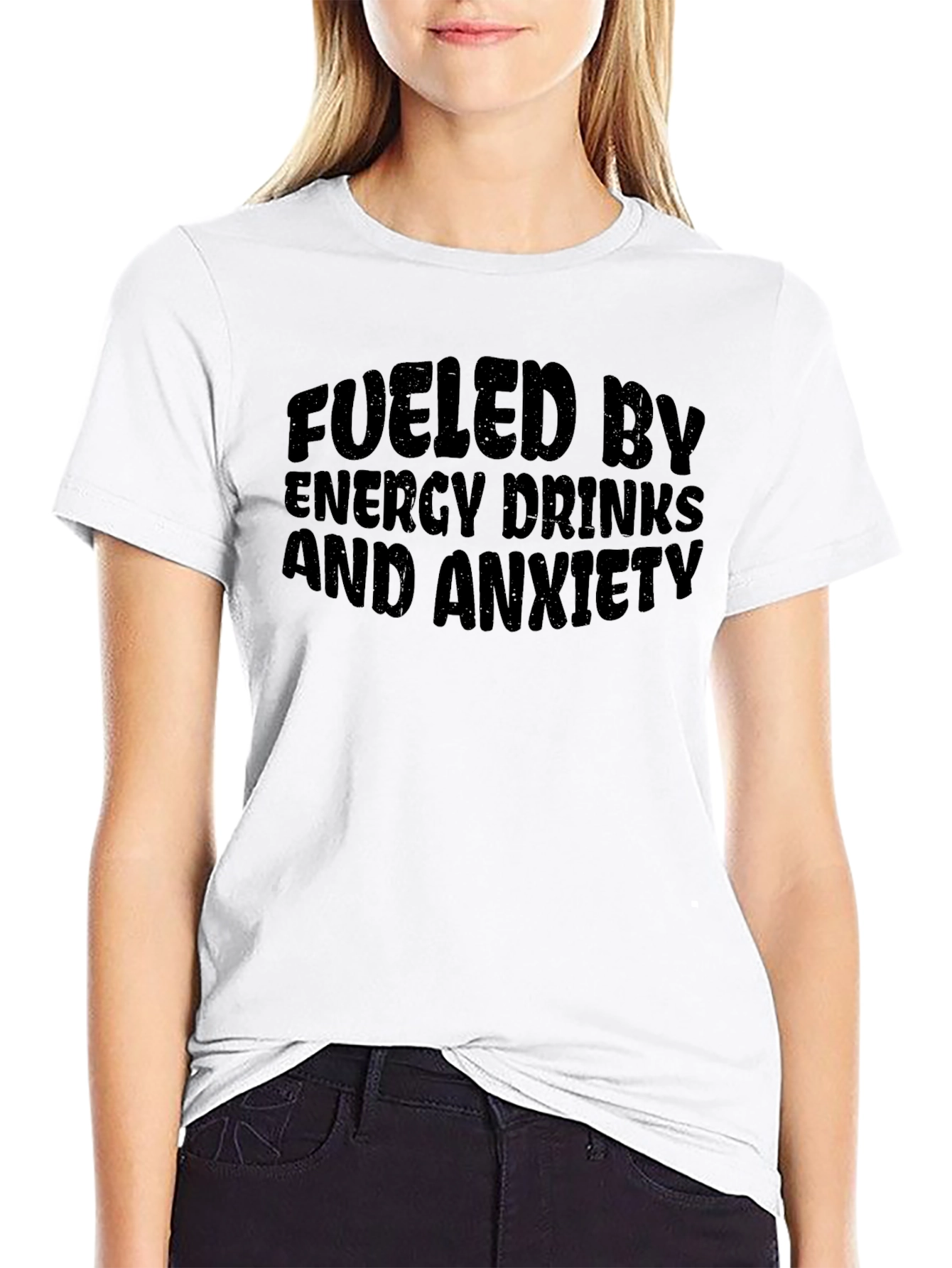 Fueled By Energy Drinks & Anxiety Black T-Shirt