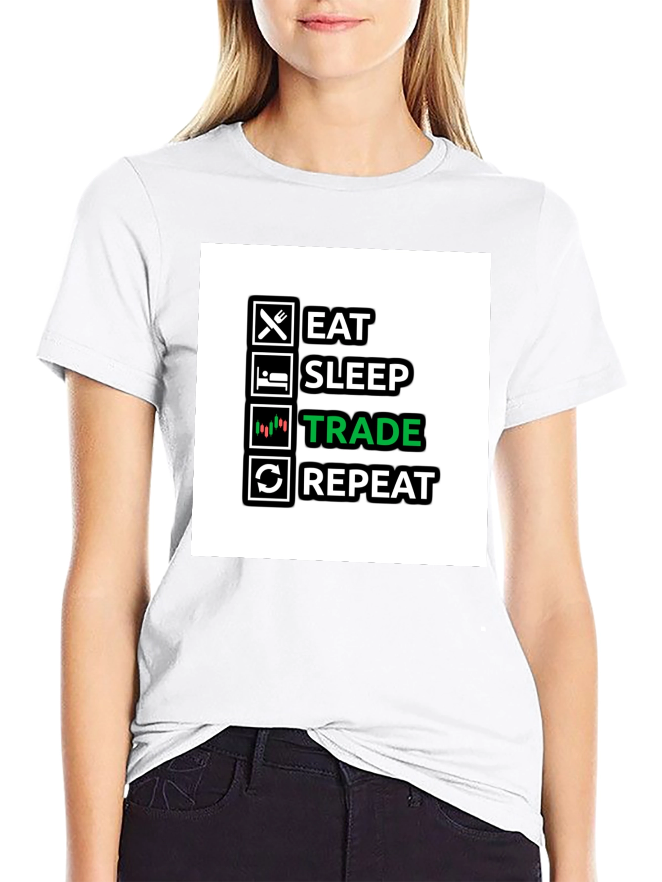 Eat Sleep Trade Repeat Black T-Shirt