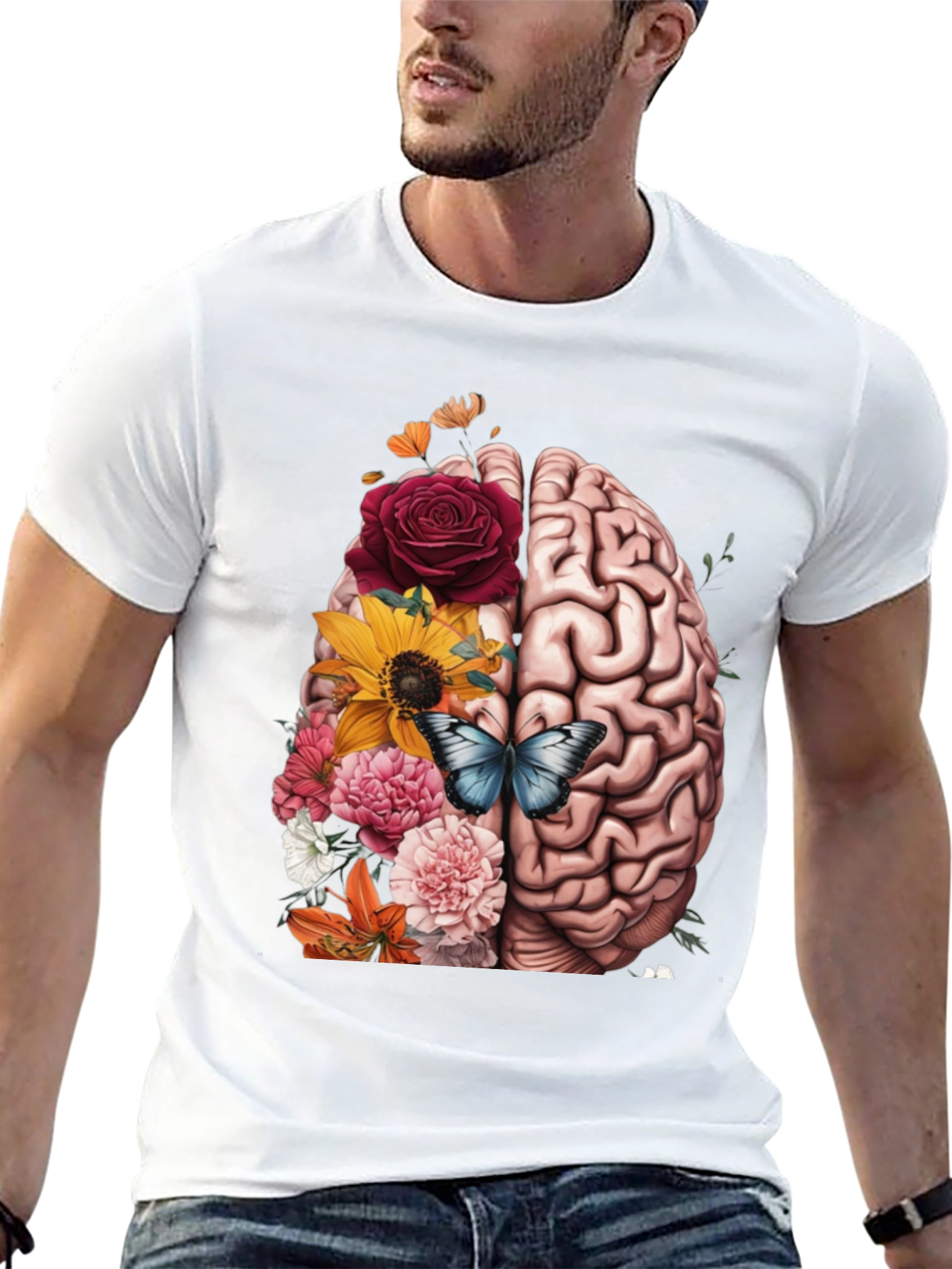 Brain & Floral Graphic Tee