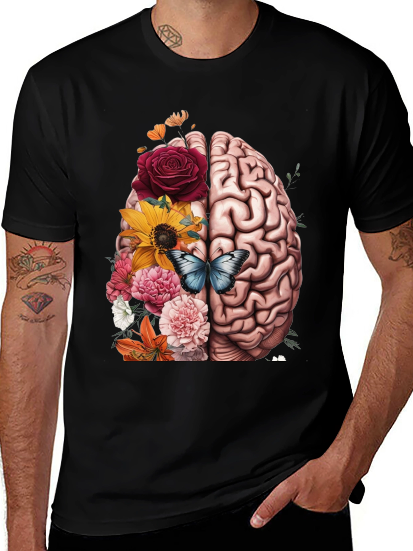 Brain & Floral Graphic Tee